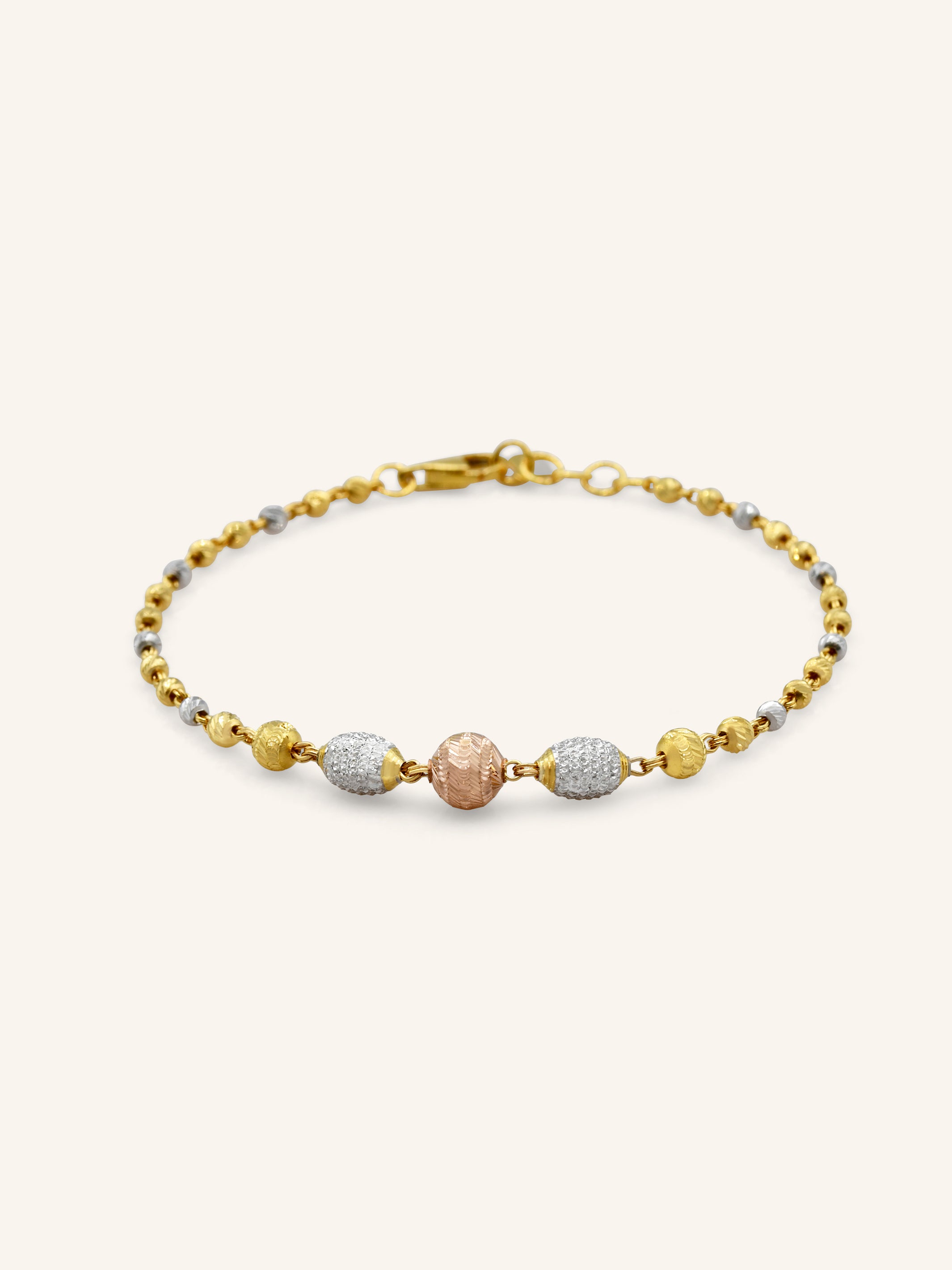 22ct Gold Rose Gold Two Tone Ball Bracelet