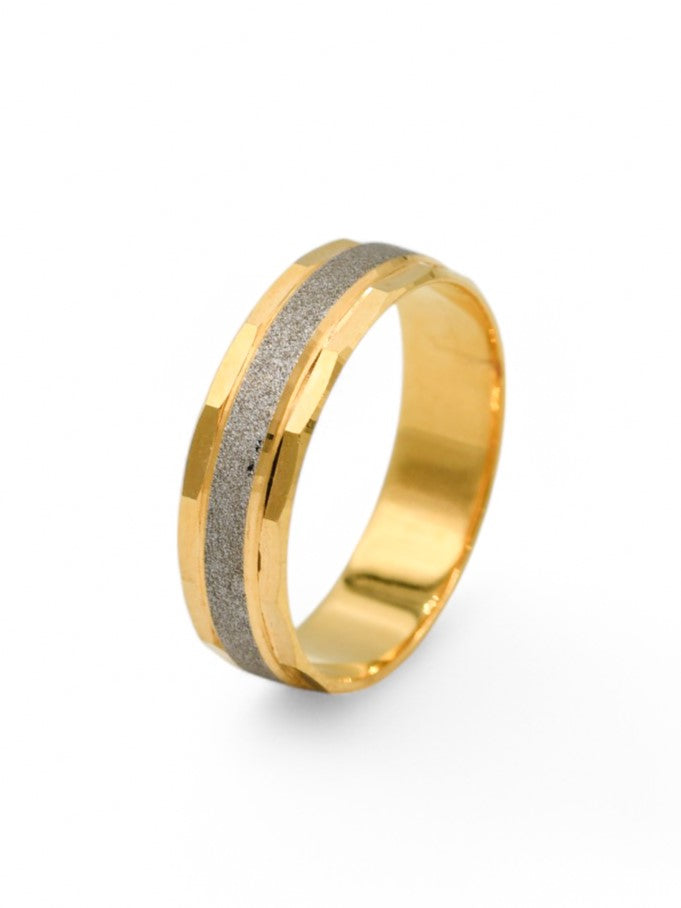 22ct Gold Two Tone Band Ring - Roop Darshan