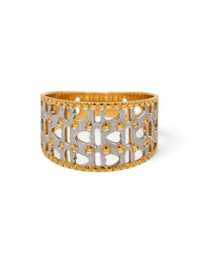 22ct Gold Two Tone Ladies Ring - Roop Darshan