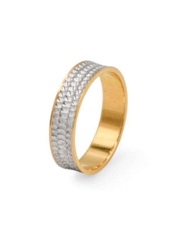 22ct Gold Two Tone Band Ring - Roop Darshan