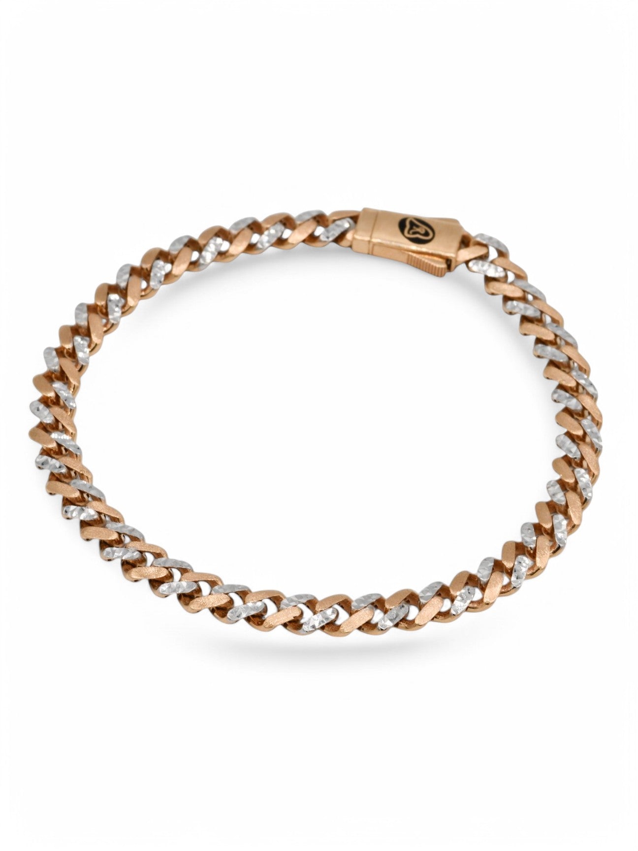 18ct Rose Gold Two Tone Curb Bracelet - Roop Darshan