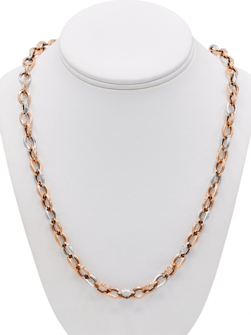 18ct Rose Gold Two Tone Chain - Roop Darshan