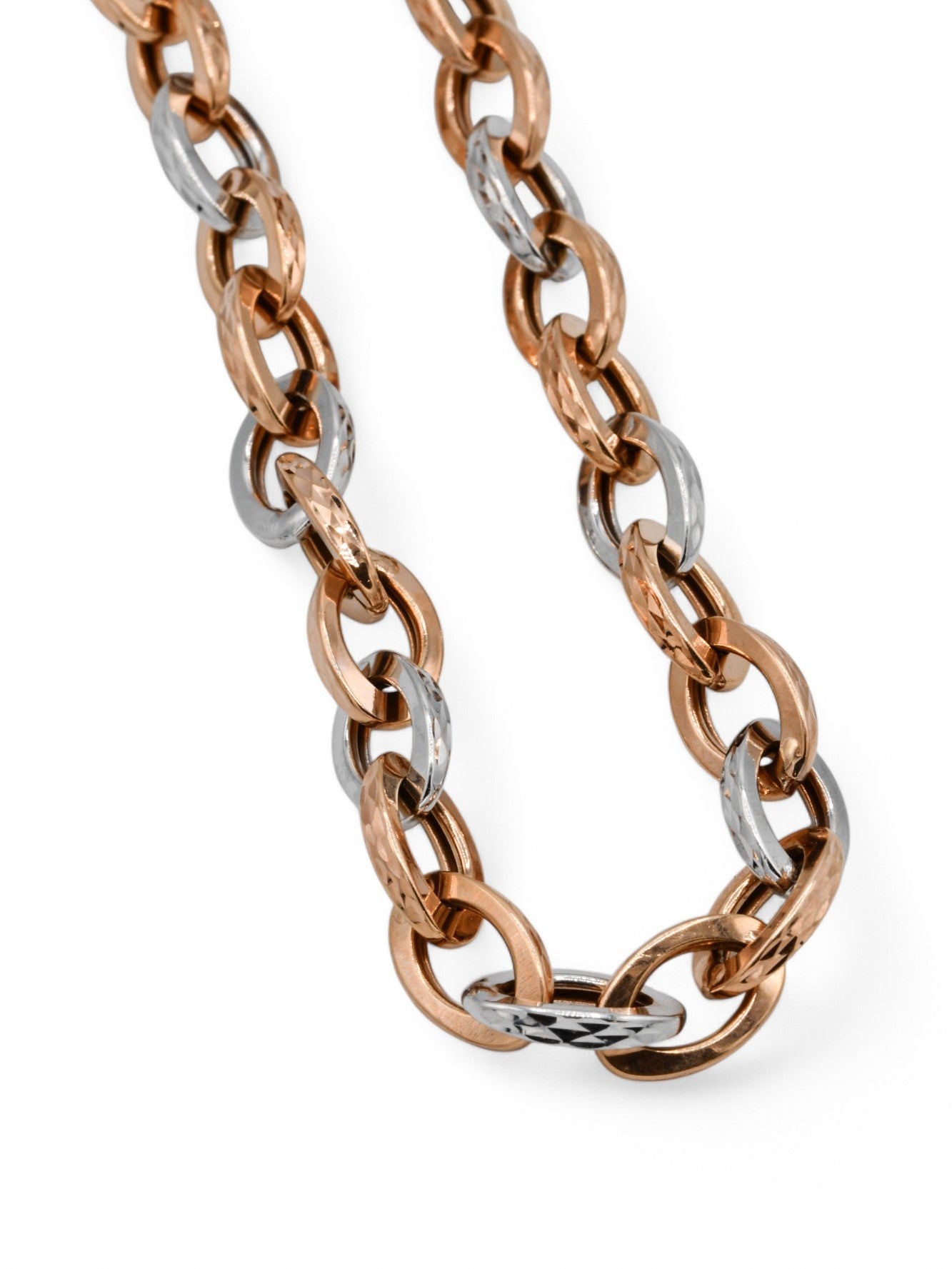 18ct Rose Gold Two Tone Chain - Roop Darshan