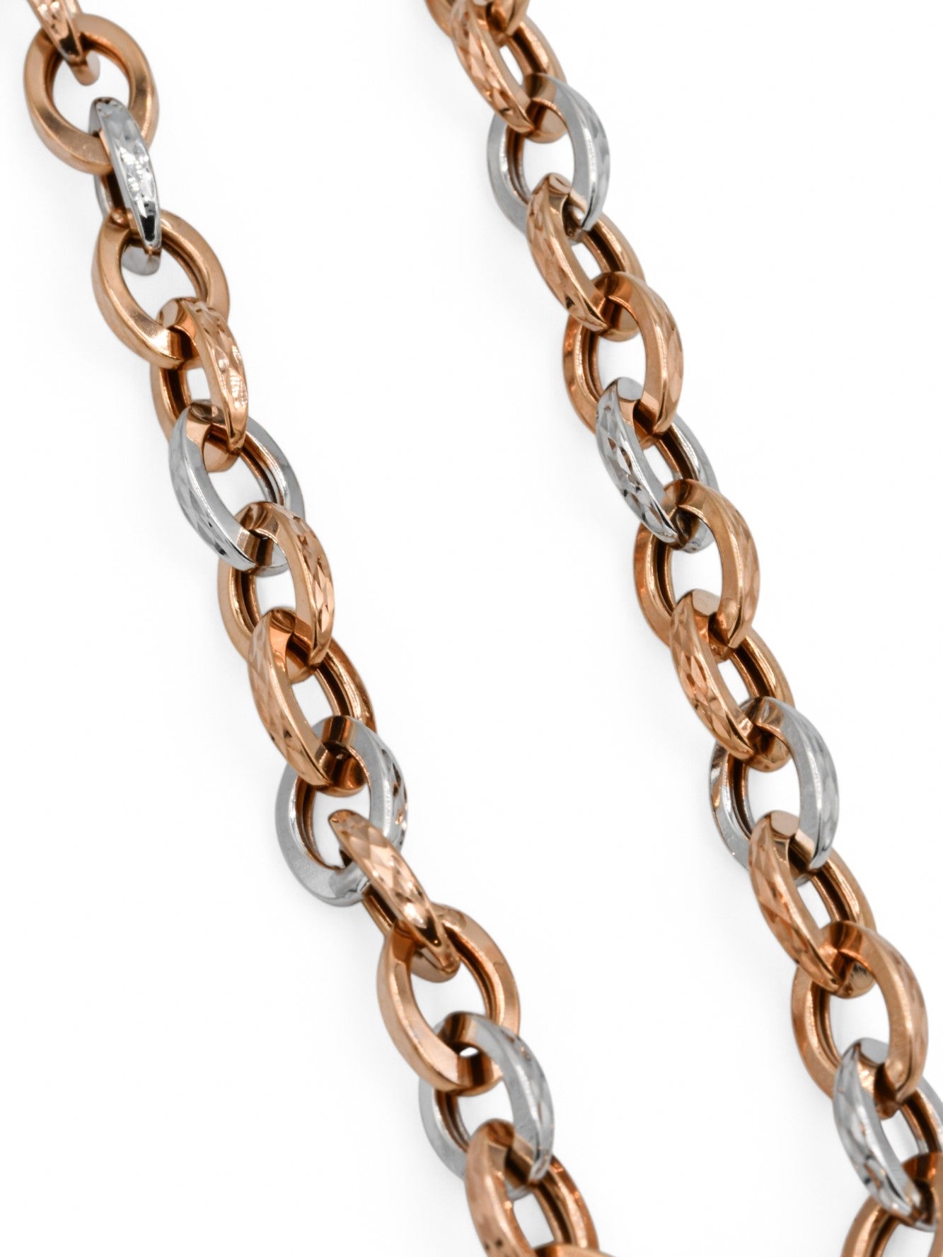 18ct Rose Gold Two Tone Chain - Roop Darshan