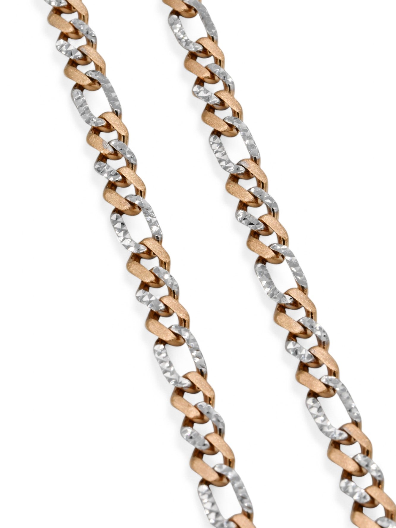 18ct Rose Gold Two Tone Curb Chain - Roop Darshan