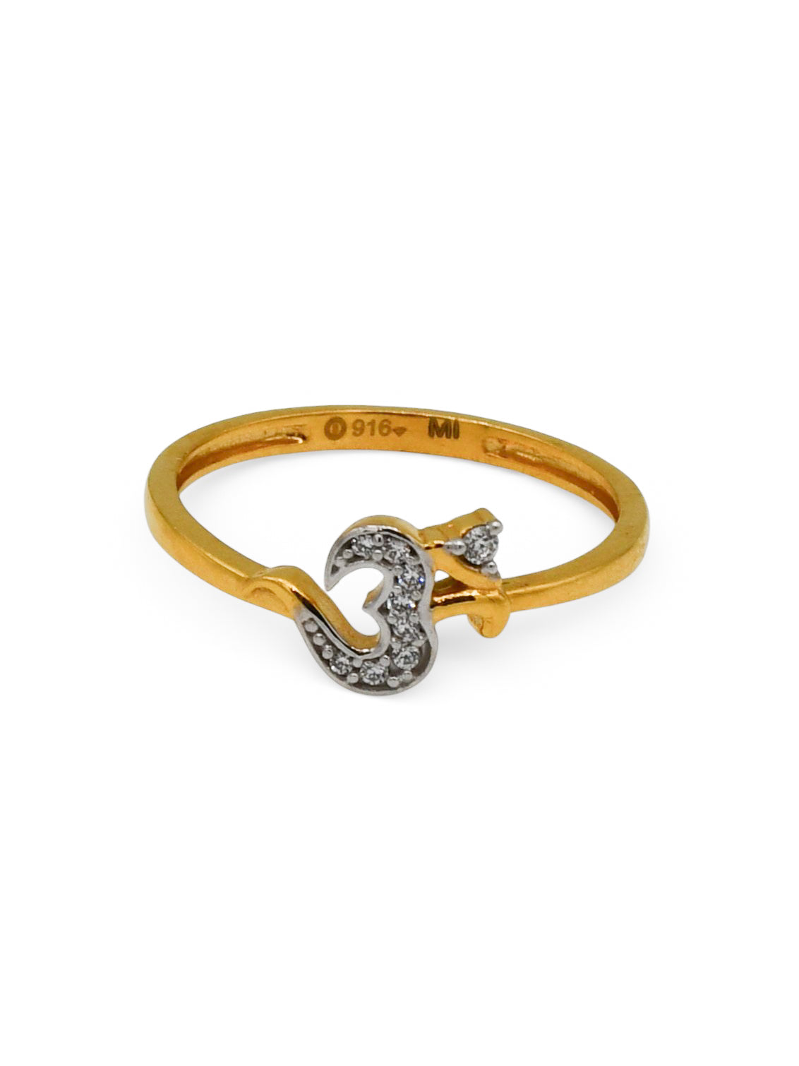 22Ct Gold CZ Om Ladies Ring