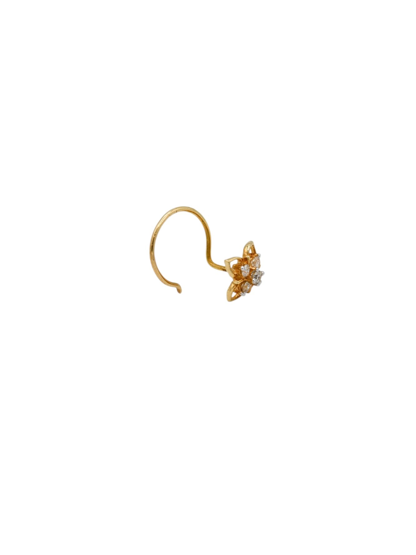 18ct Gold 0.06ct Diamond Wire nose Pin - Roop Darshan