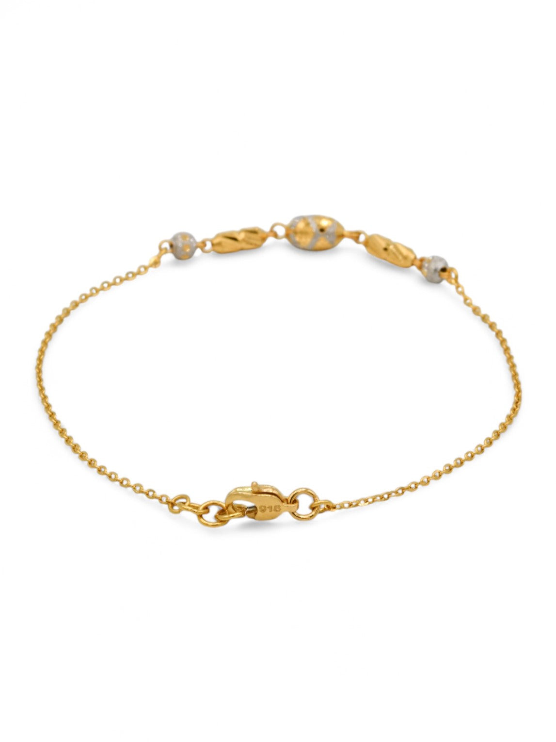 22ct Gold Two Tone Ball Ladies Bracelet