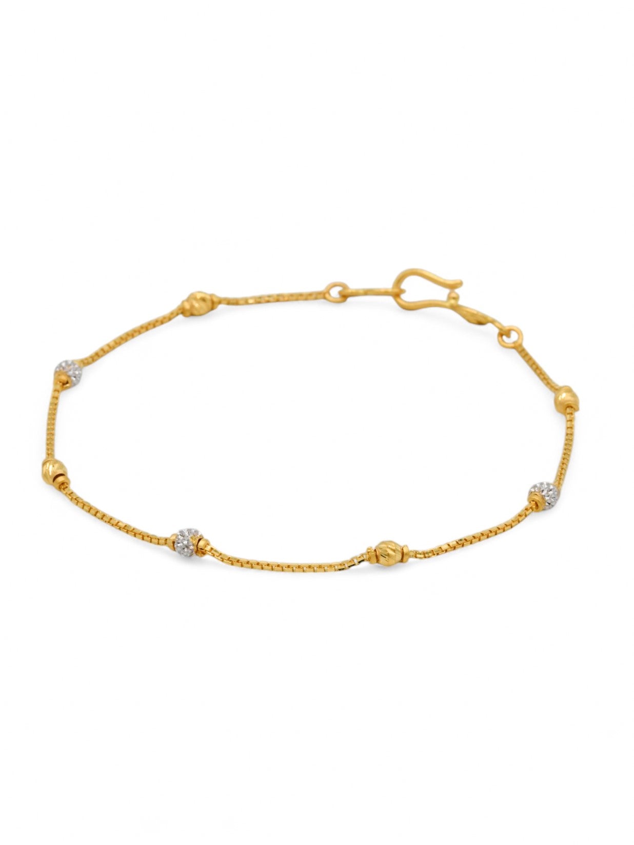 22ct Gold Two Tone Ball Ladies Bracelet