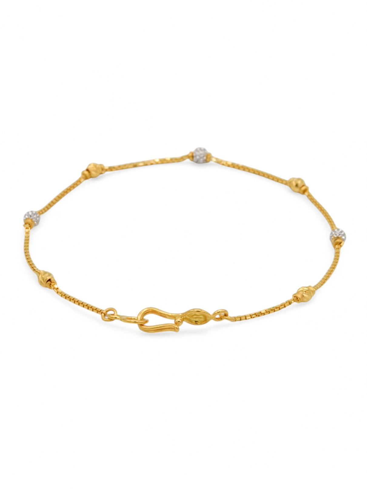 22ct Gold Two Tone Ball Ladies Bracelet