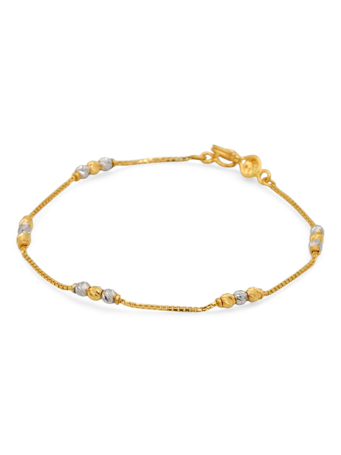 22ct Gold Two Tone Ball Ladies Bracelet