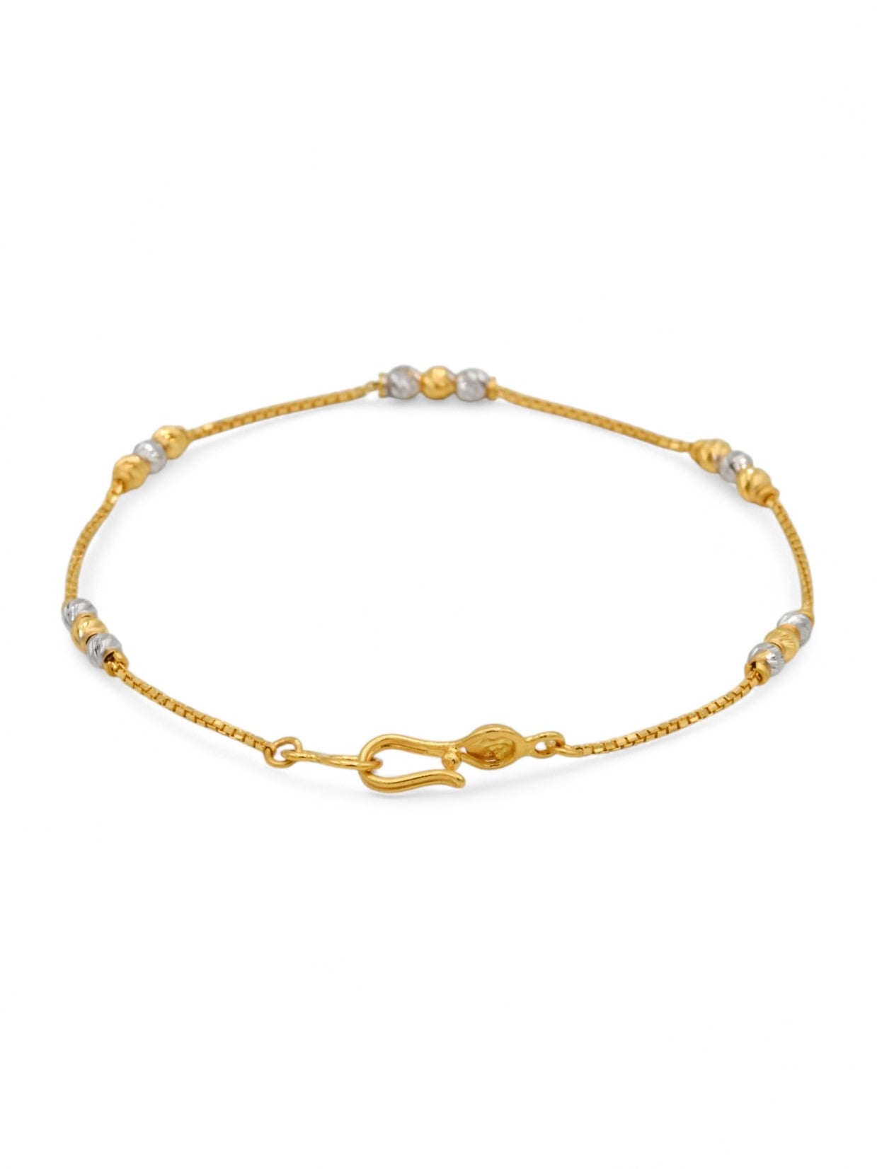 22ct Gold Two Tone Ball Ladies Bracelet