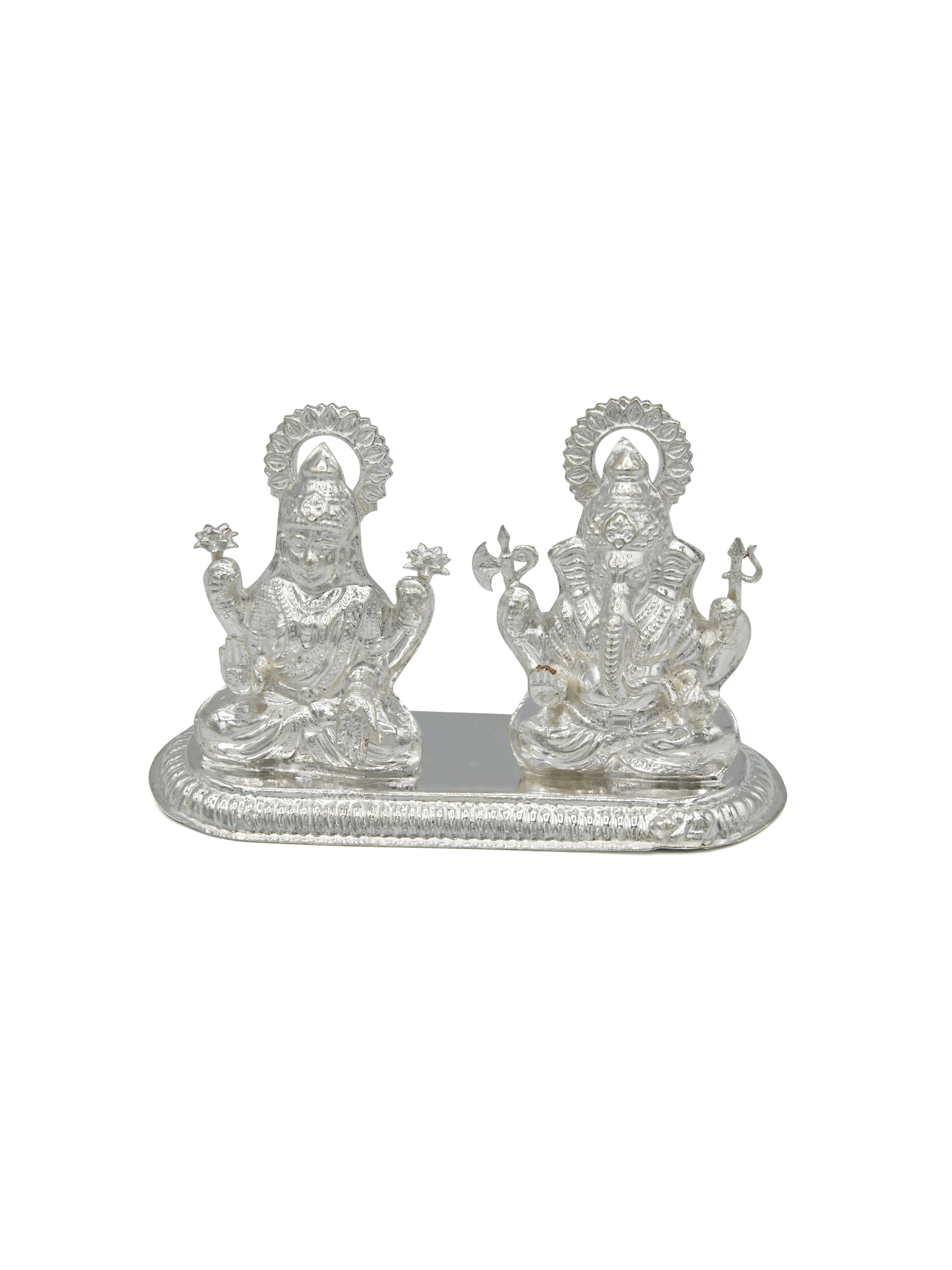 Silver Laxmi Ganesh Murti - Roop Darshan