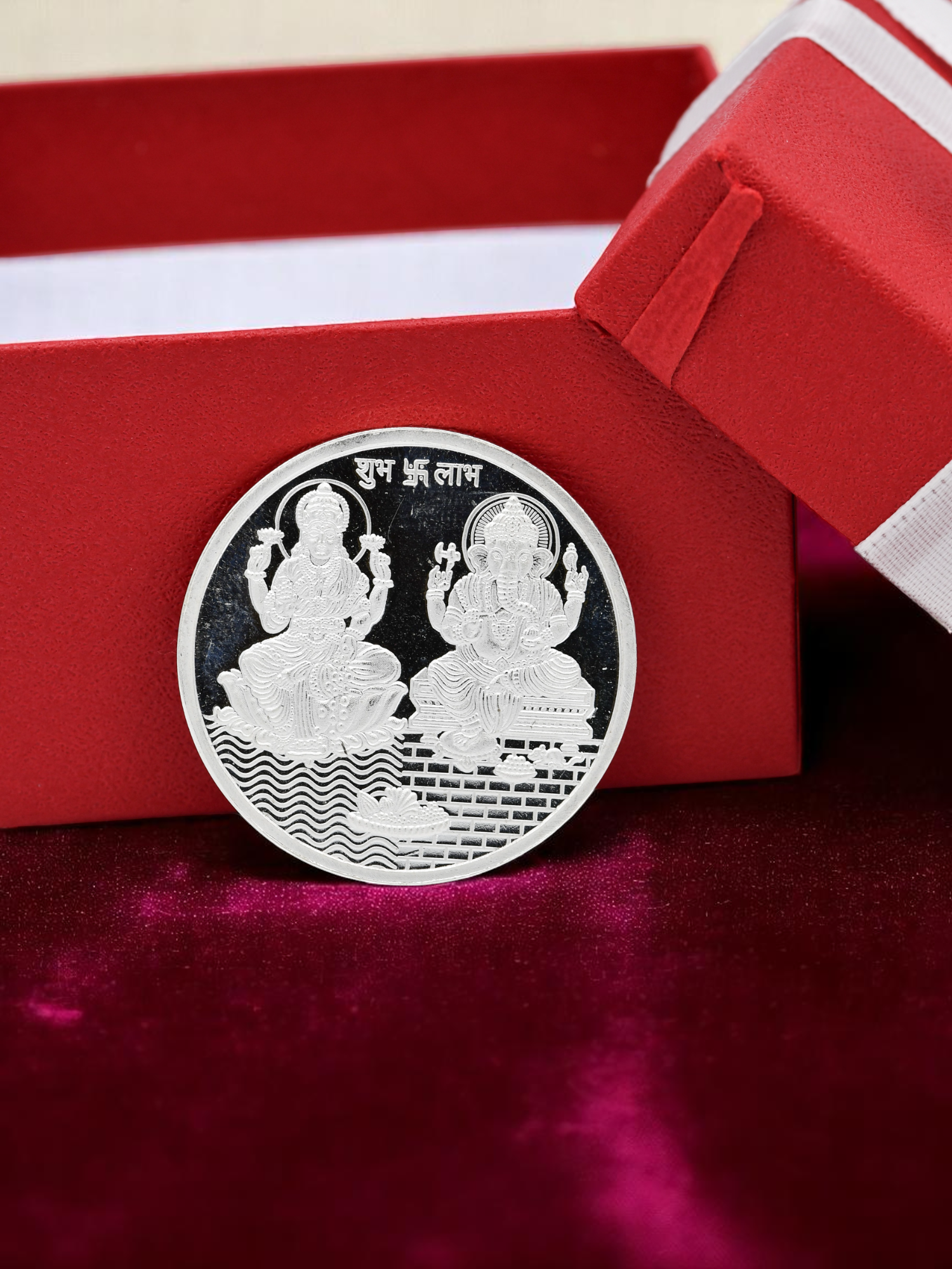 50 Grams Silver Laxmiji & Ganesha Coin - Roop Darshan