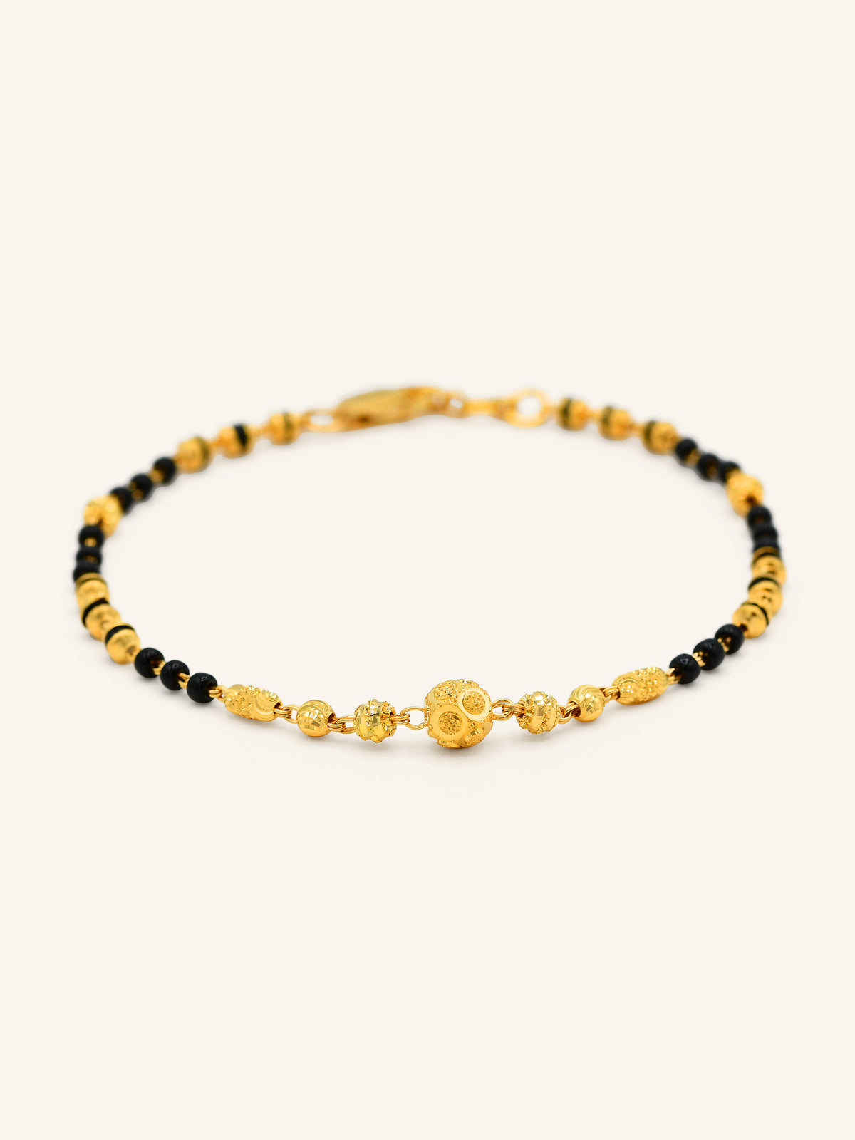 22ct Gold Black Bead Ball Bracelet