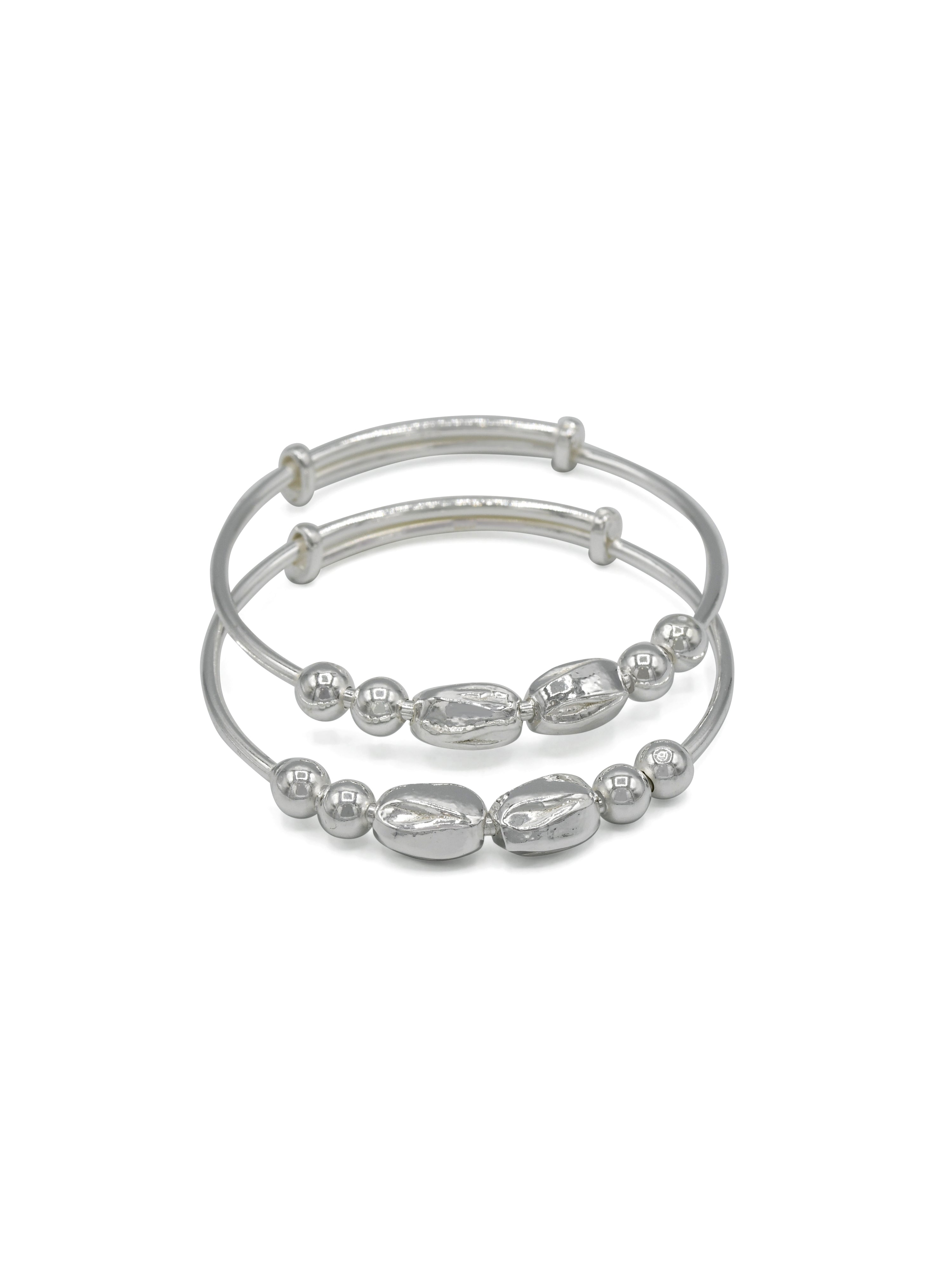 Silver Adjustable Pair Baby Bangle - Roop Darshan
