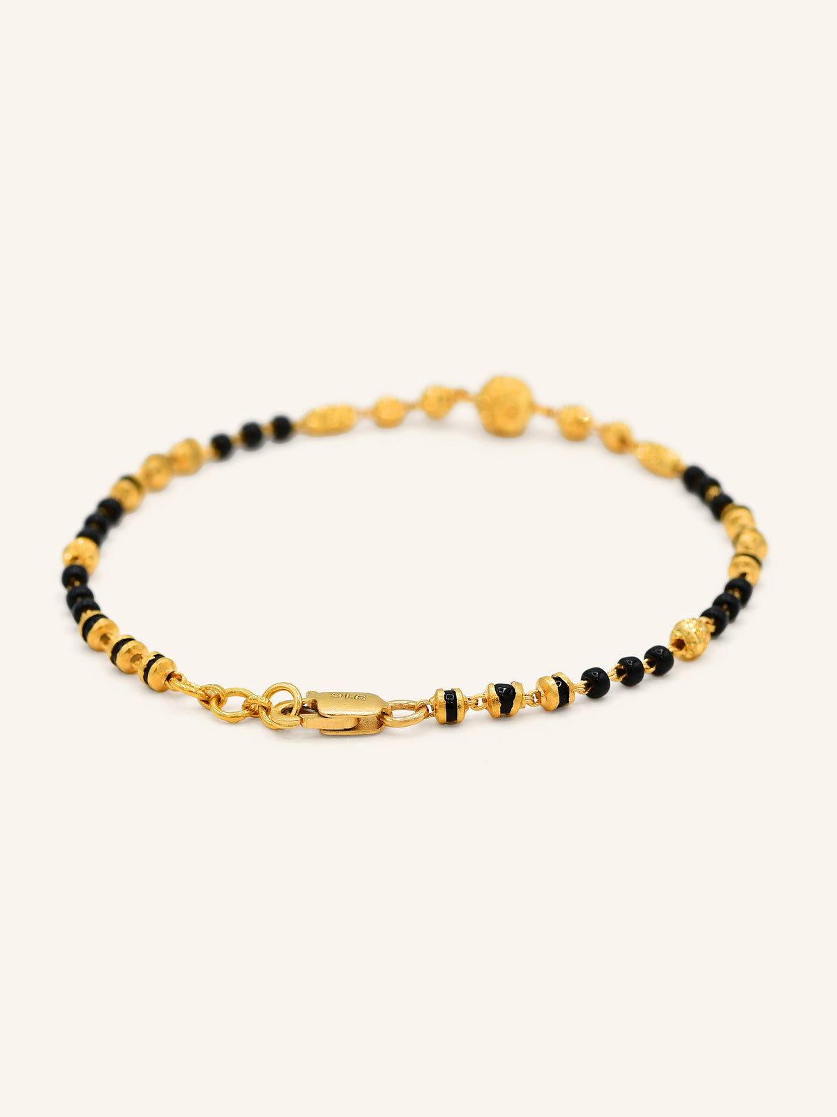 22ct Gold Black Bead Ball Bracelet