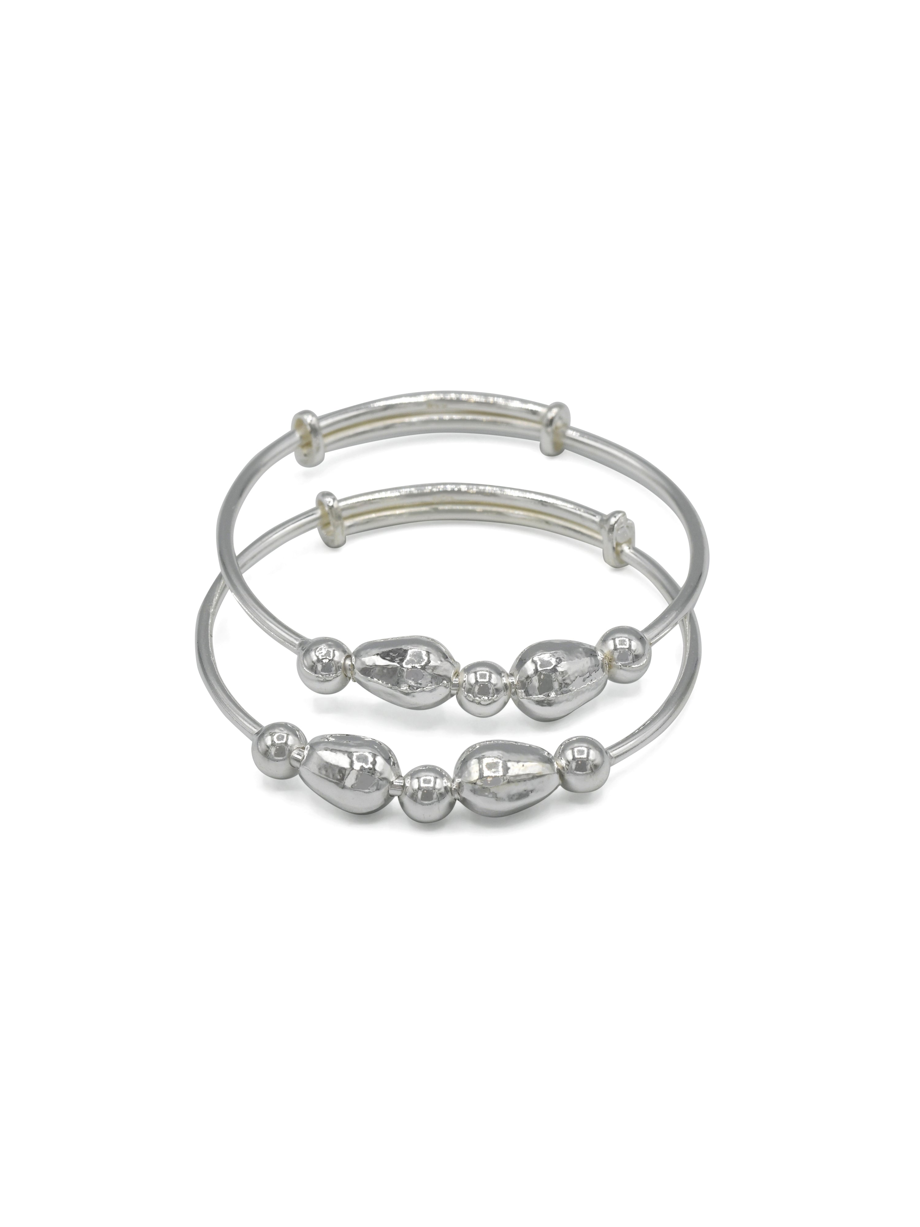 Silver Adjustable Pair Baby Bangle - Roop Darshan