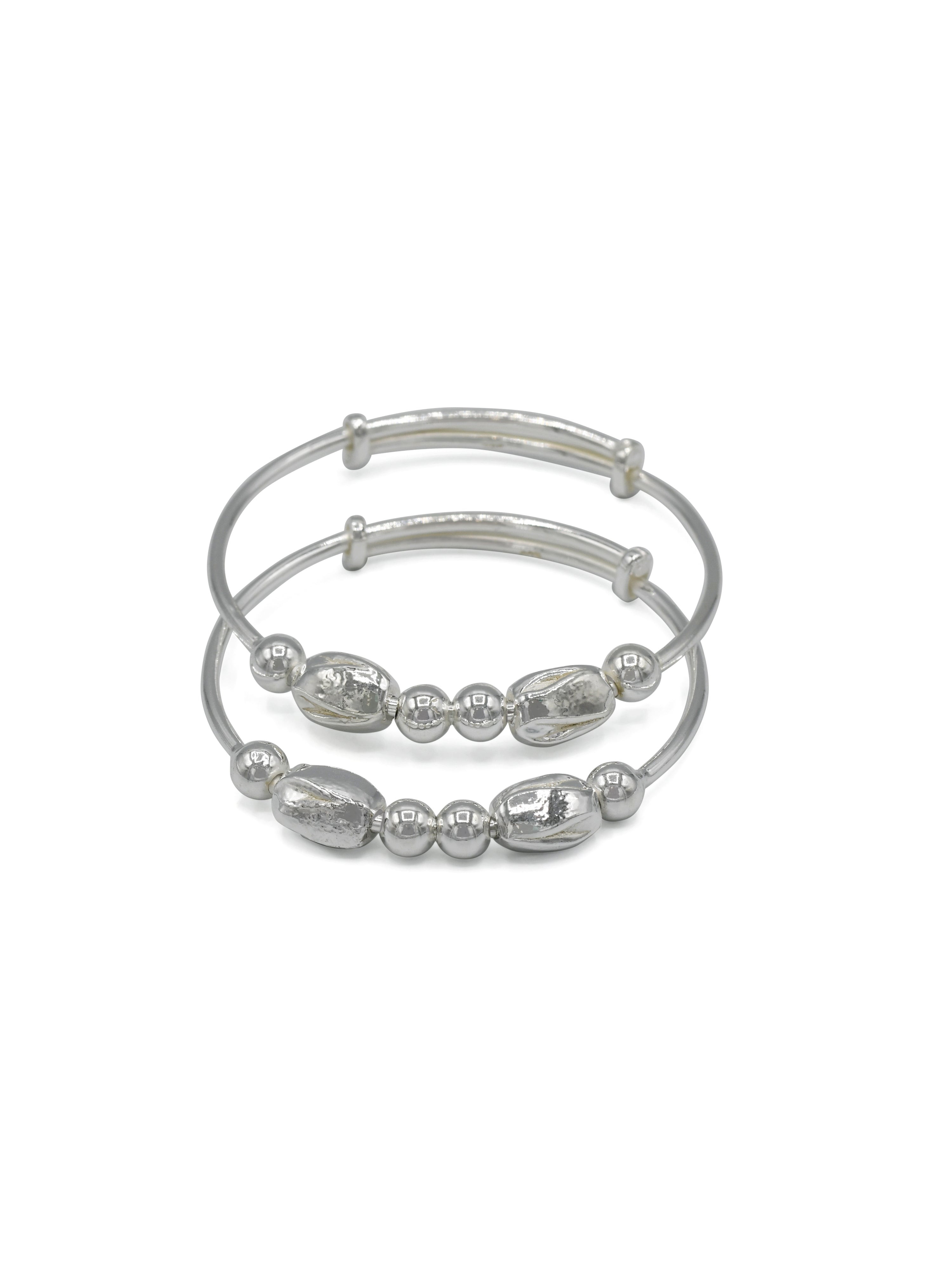 Silver Adjustable Pair Baby Bangle - Roop Darshan