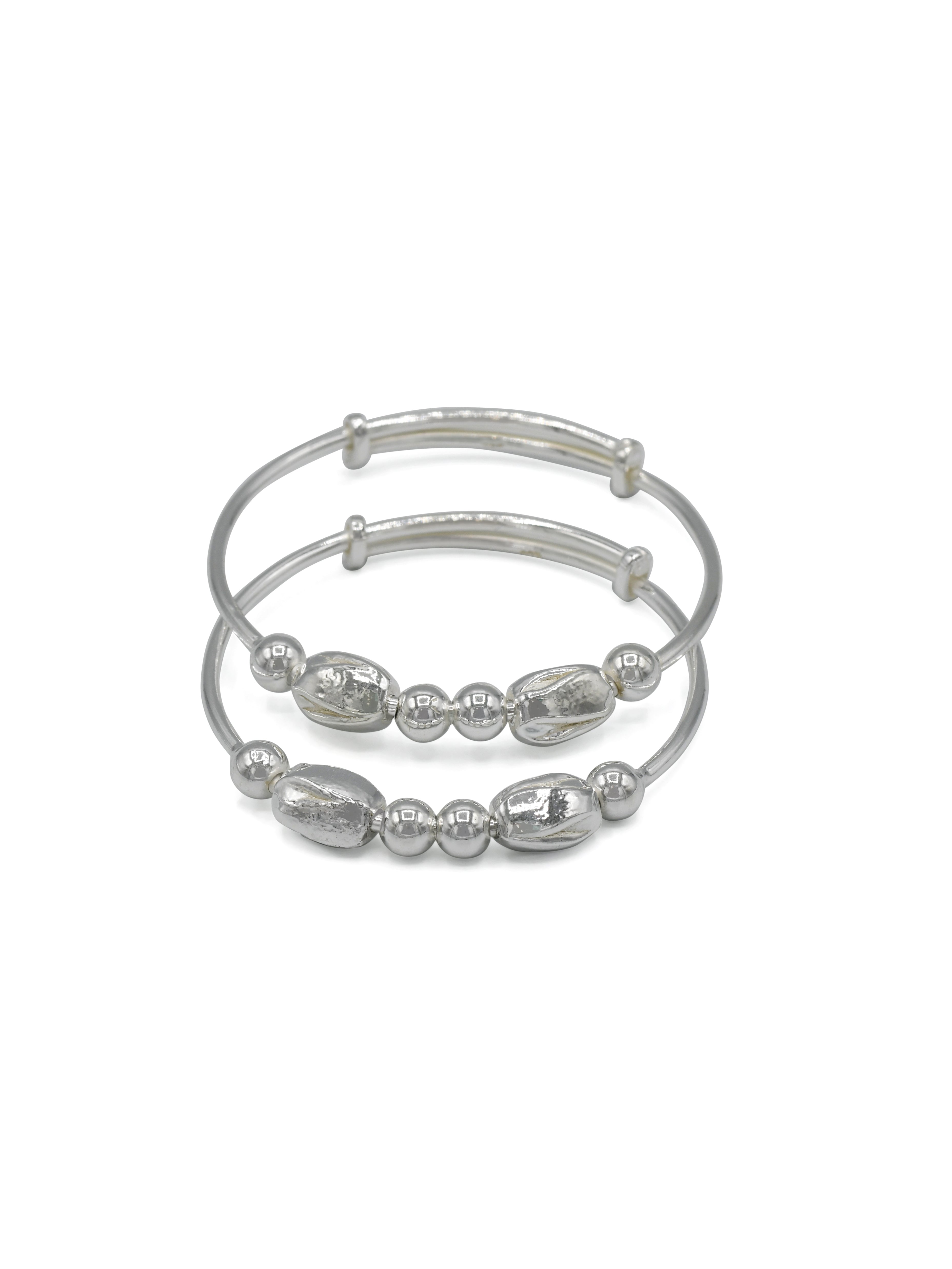 Silver Adjustable Pair Baby Bangle
