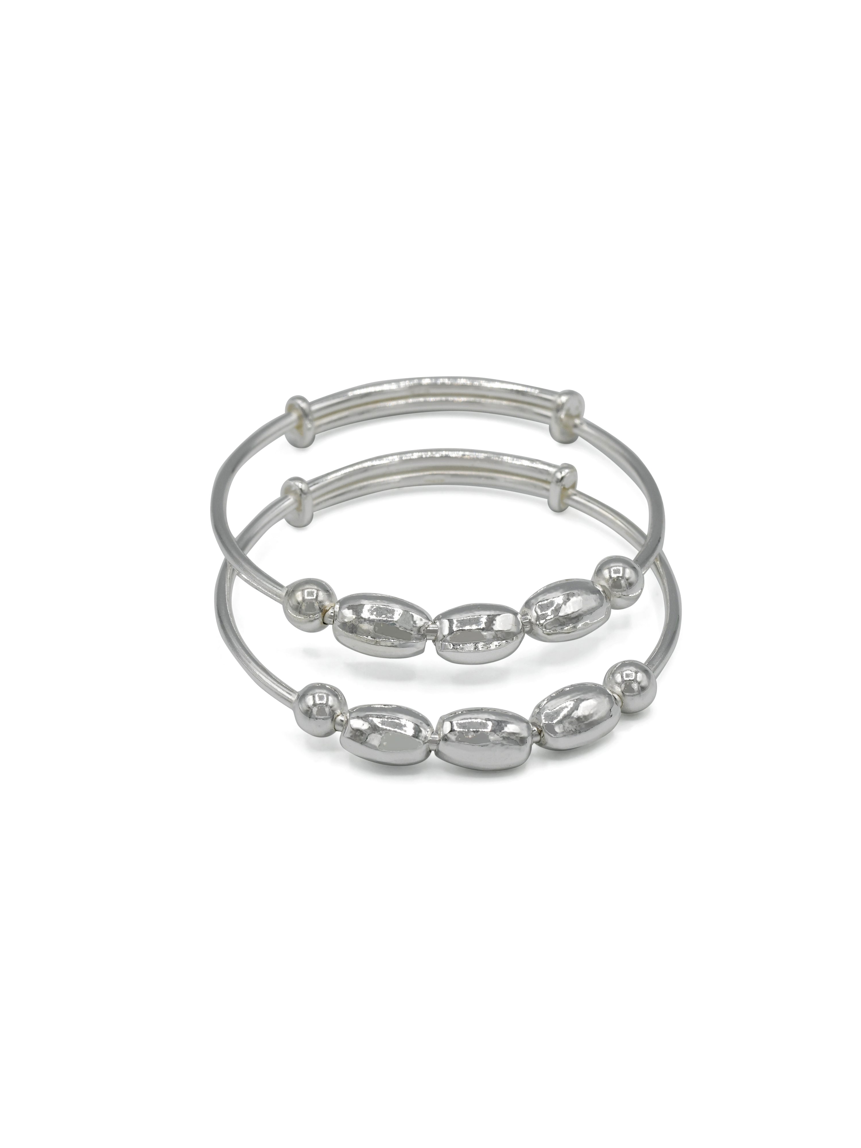 Silver Adjustable Pair Baby Bangle - Roop Darshan