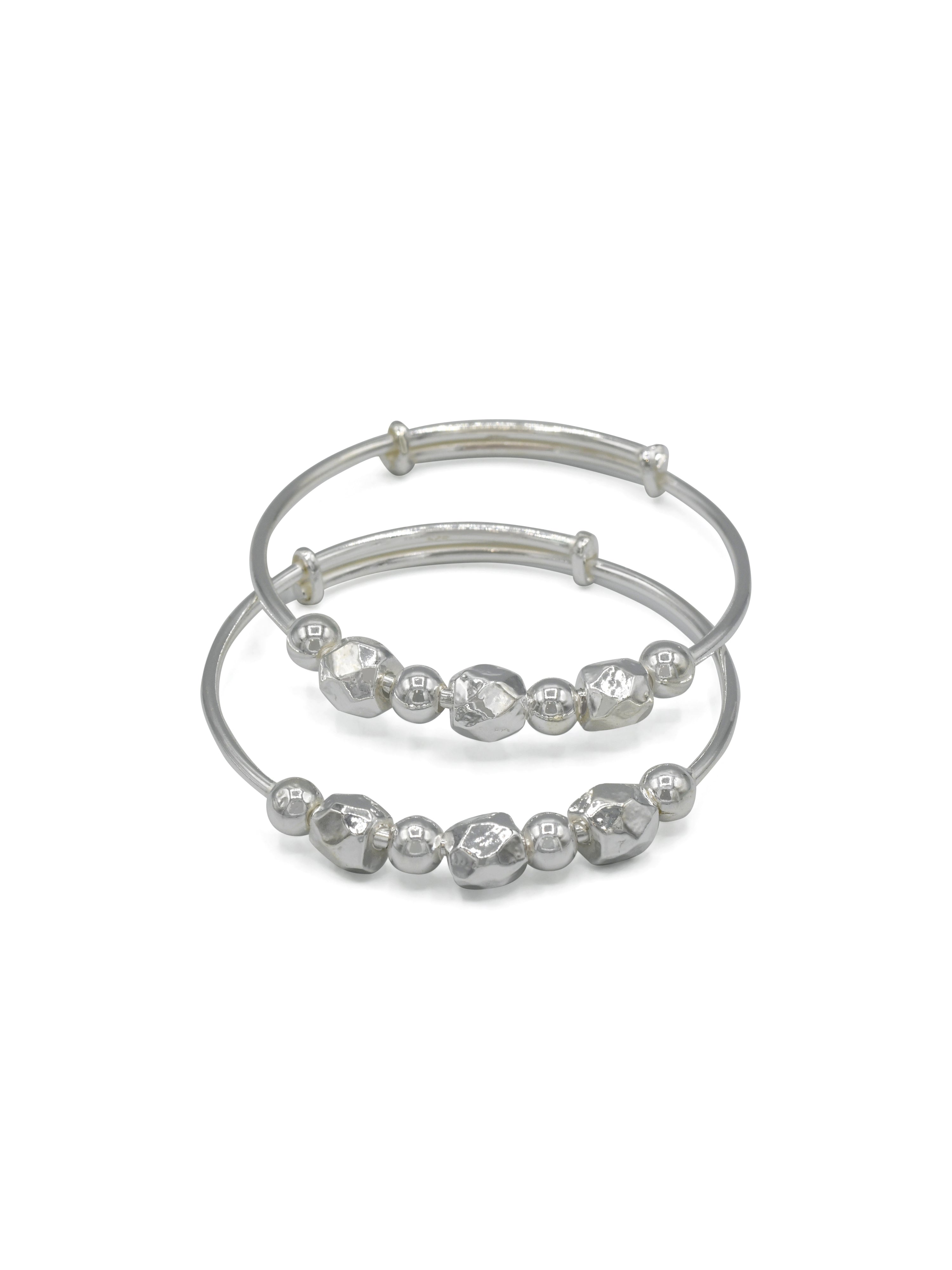 Silver Adjustable Pair Baby Bangle - Roop Darshan