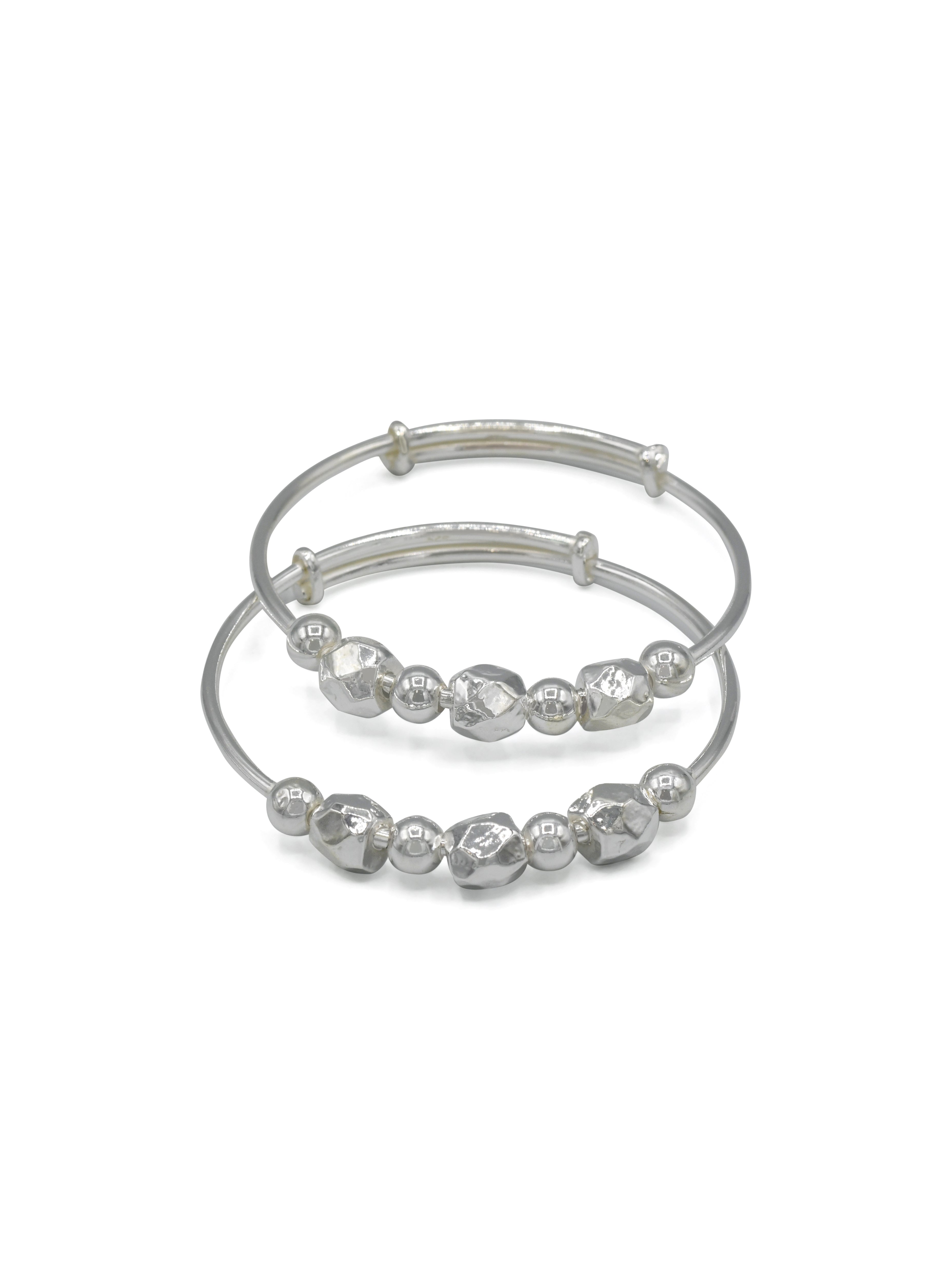Silver Adjustable Pair Baby Bangle