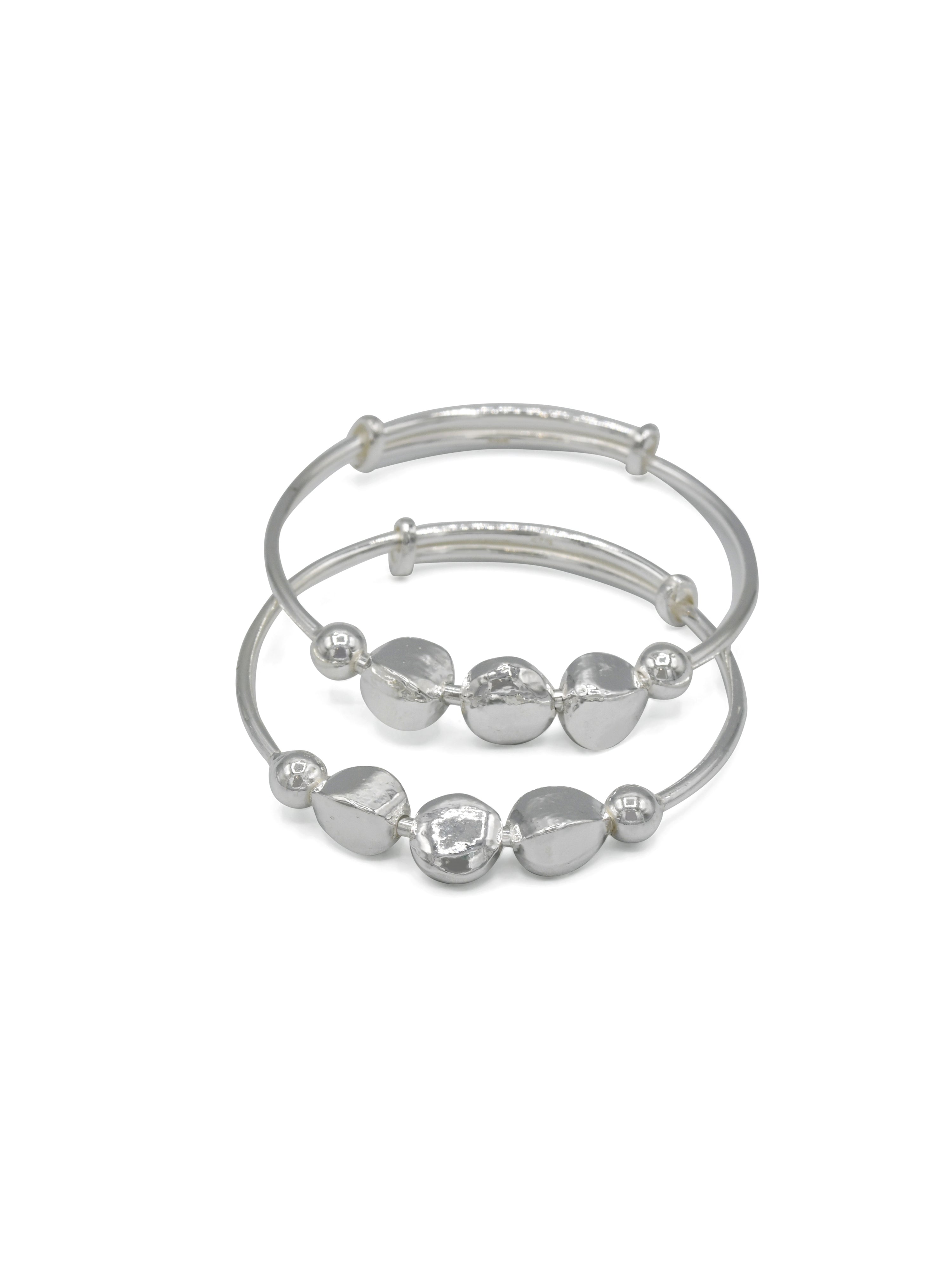 Silver Adjustable Pair Baby Bangle - Roop Darshan