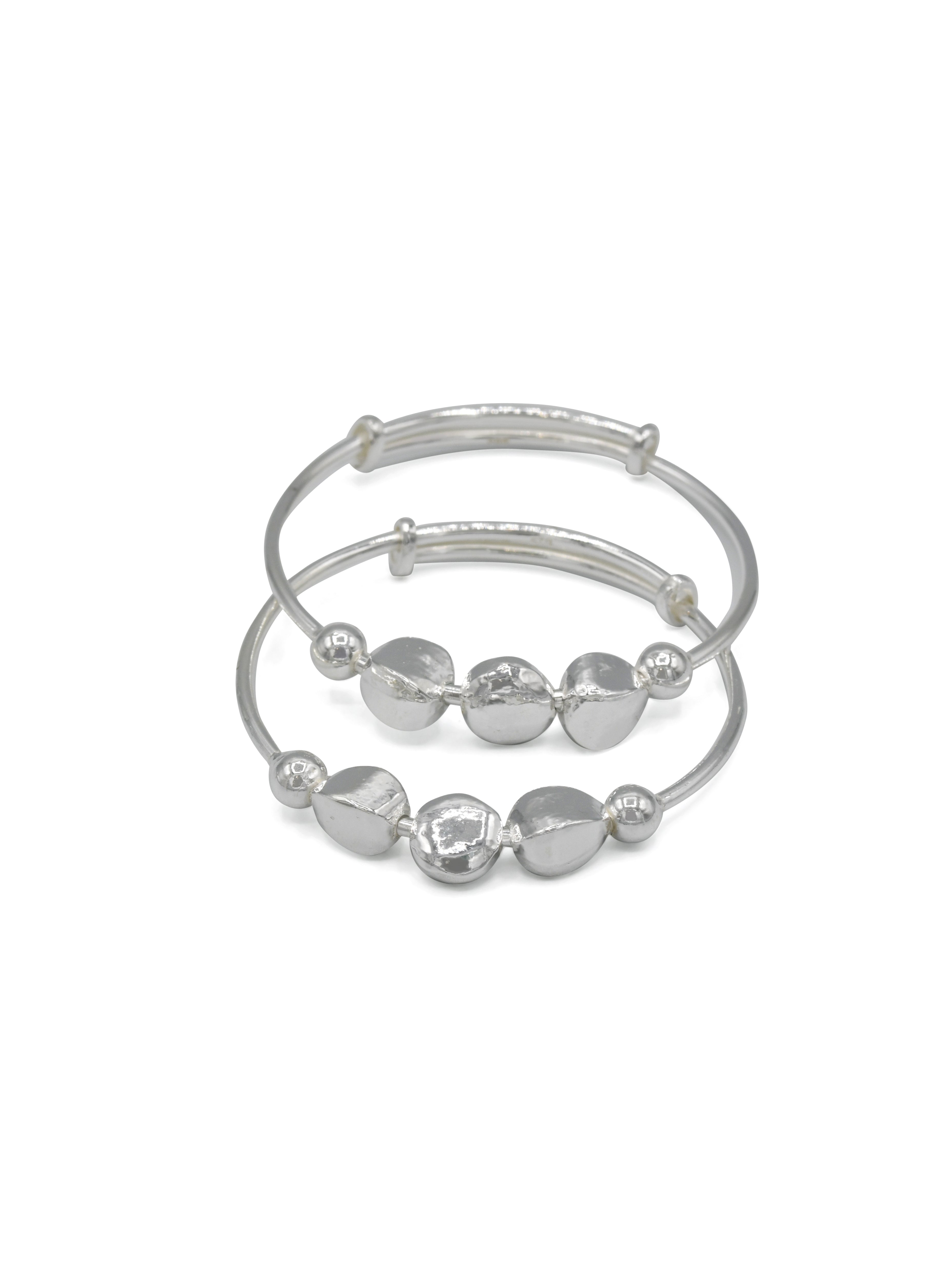 Silver Adjustable Pair Baby Bangle