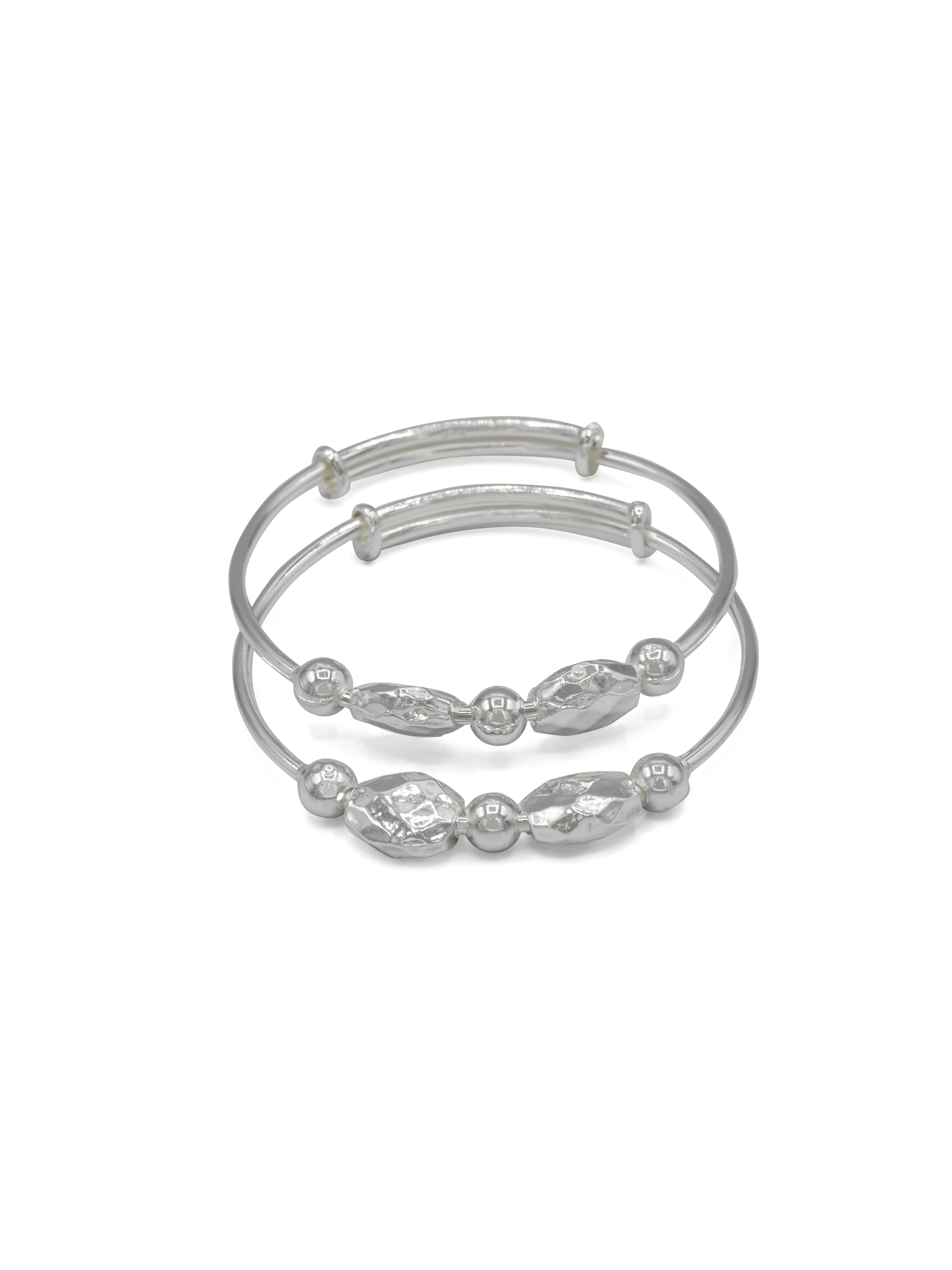 Silver Adjustable Pair Baby Bangle - Roop Darshan