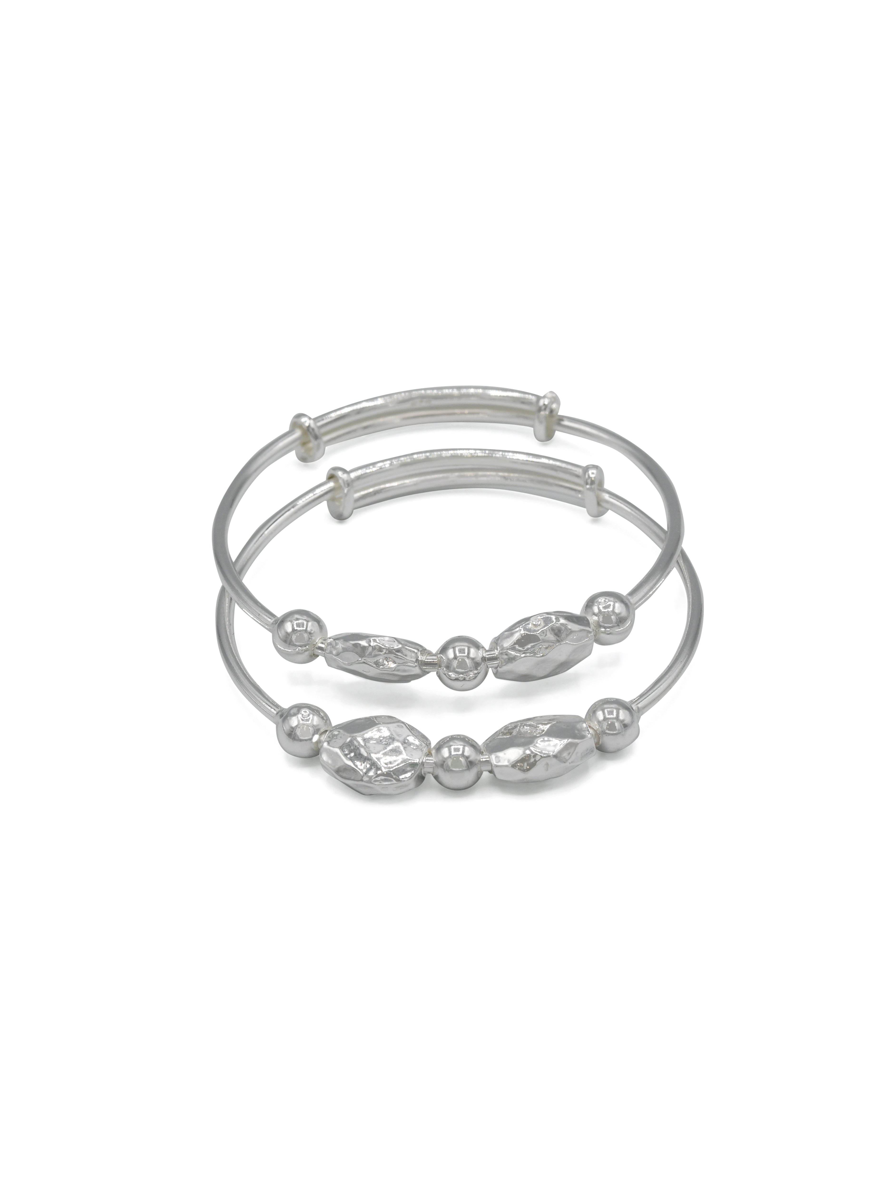 Silver Adjustable Pair Baby Bangle