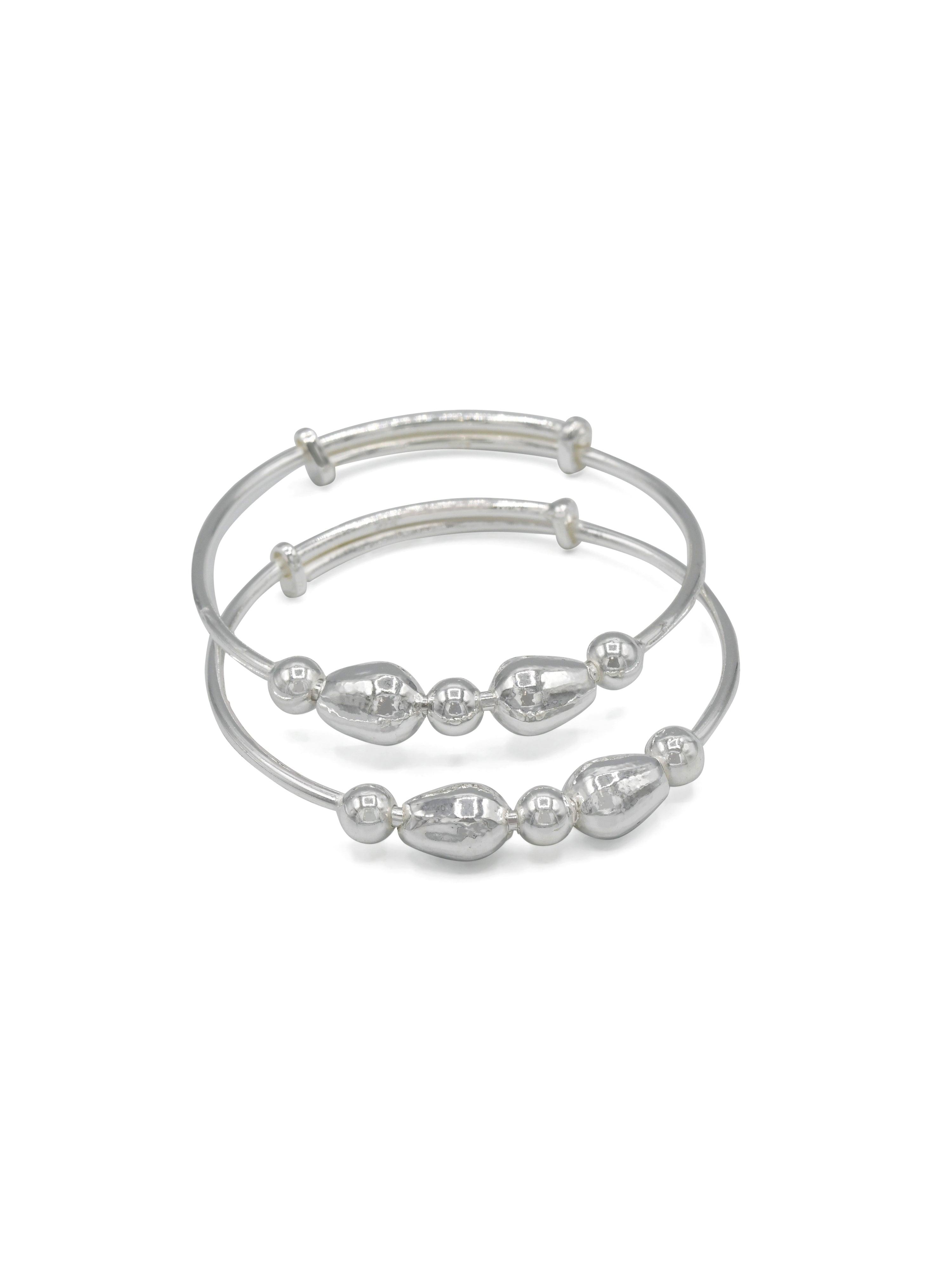 Silver Adjustable Pair Baby Bangle - Roop Darshan
