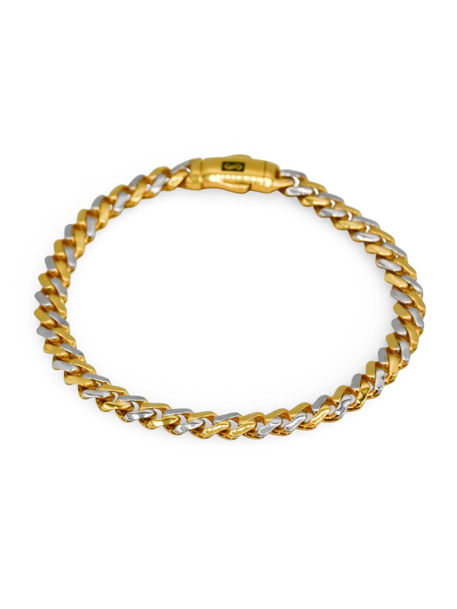 22Ct Gold Two Tone Hollow Curb Monaca Bracelet