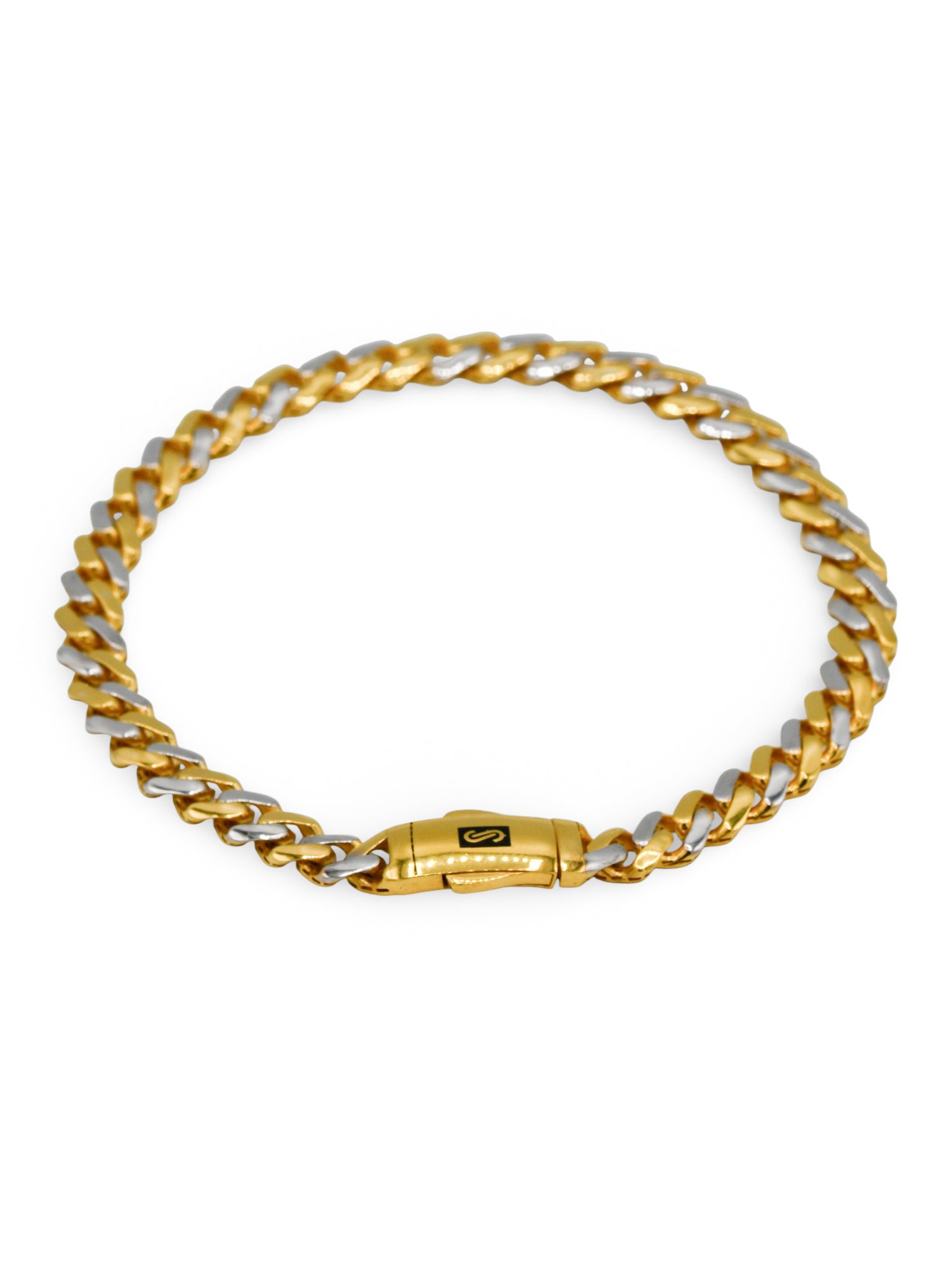 22Ct Gold Two Tone Hollow Curb Monaca Bracelet