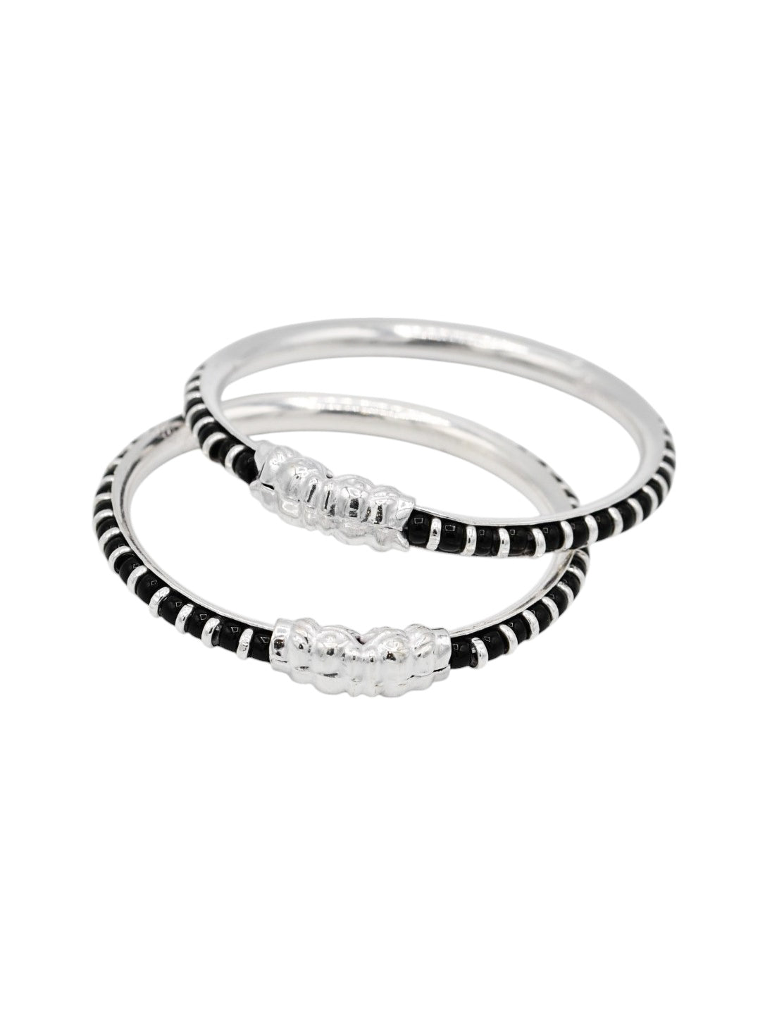 Silver Black Beads Pair Baby Bangle - Roop Darshan