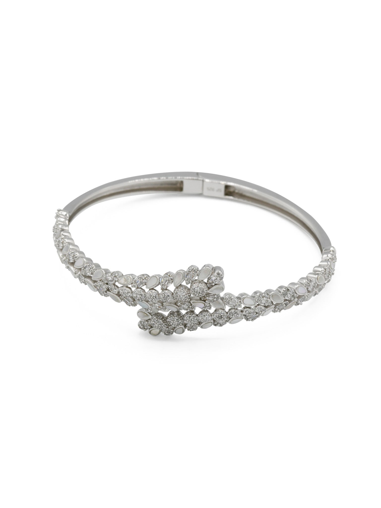 Sterling Silver CZ Ladies Bangle - Roop Darshan