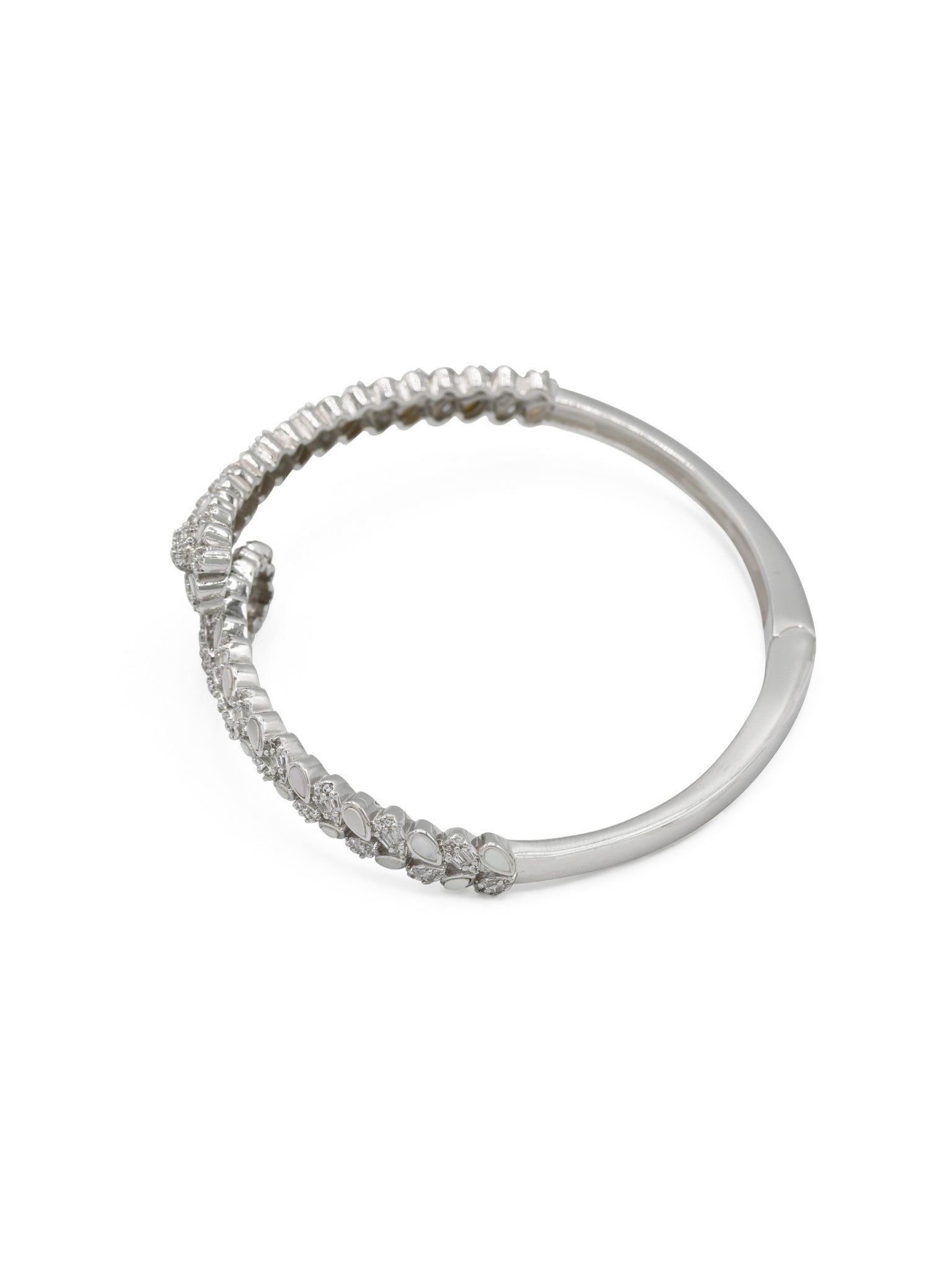 Sterling Silver CZ Ladies Bangle - Roop Darshan