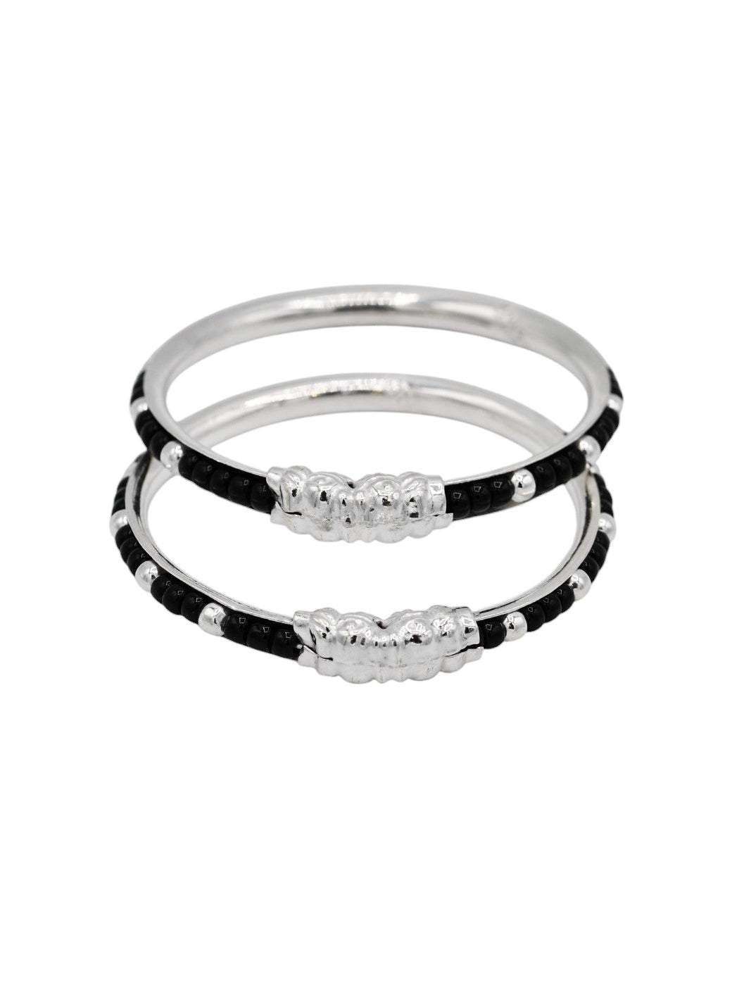 Silver Black Beads Pair Baby Bangle - Roop Darshan