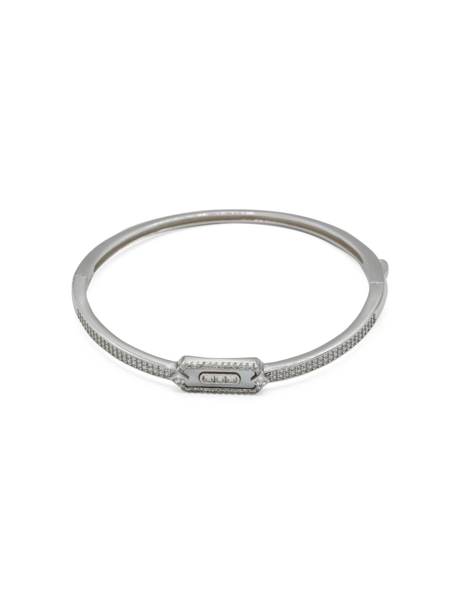 Sterling Silver CZ Ladies Bangle - Roop Darshan