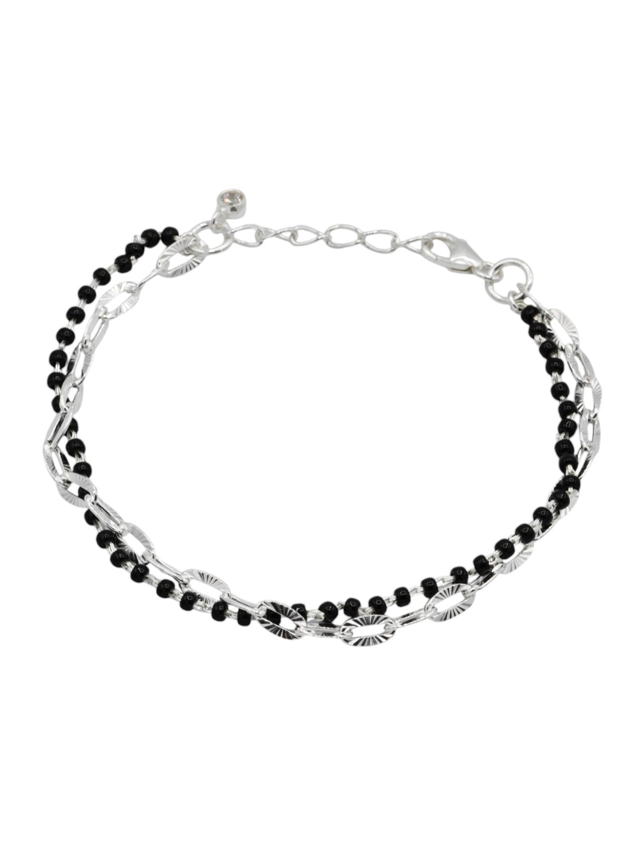 Sterling Silver Black Beads Ladies Bracelet - Roop Darshan