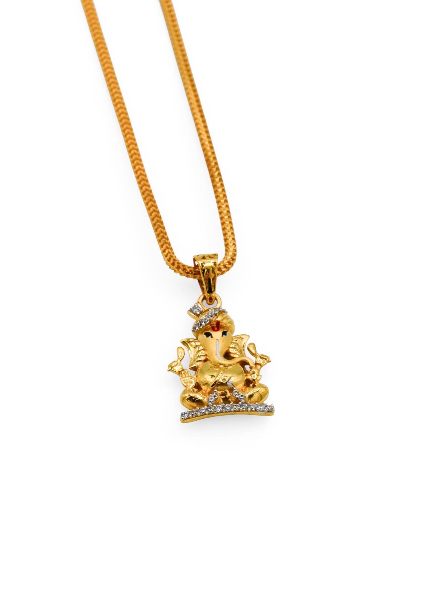 22Ct Gold CZ Ganeshji Pendant - Roop Darshan
