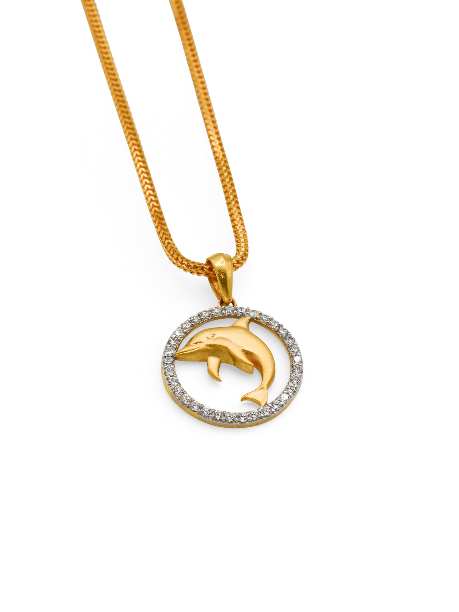 22Ct Gold CZ Dolphin Pendant