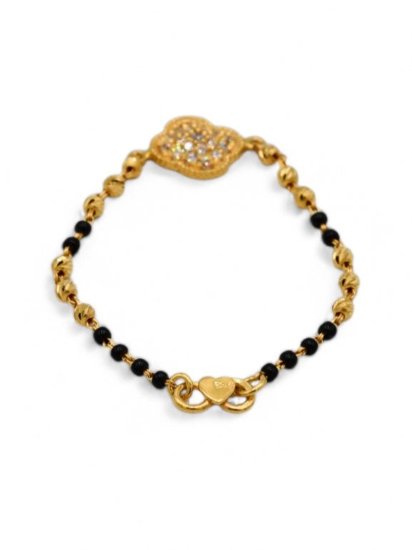 22ct Gold CZ Black Beads Ball Pair Baby Bracelet - Roop Darshan