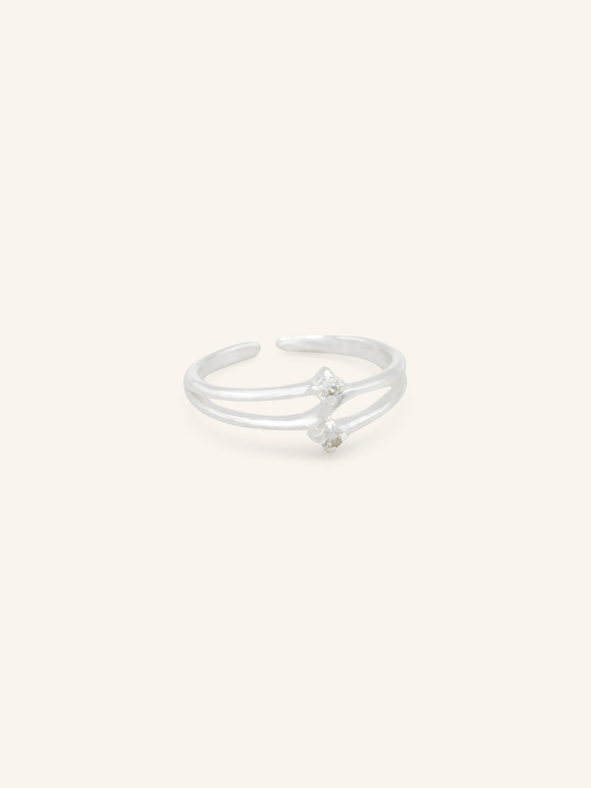 Double CZ Sterling Silver Toe Ring