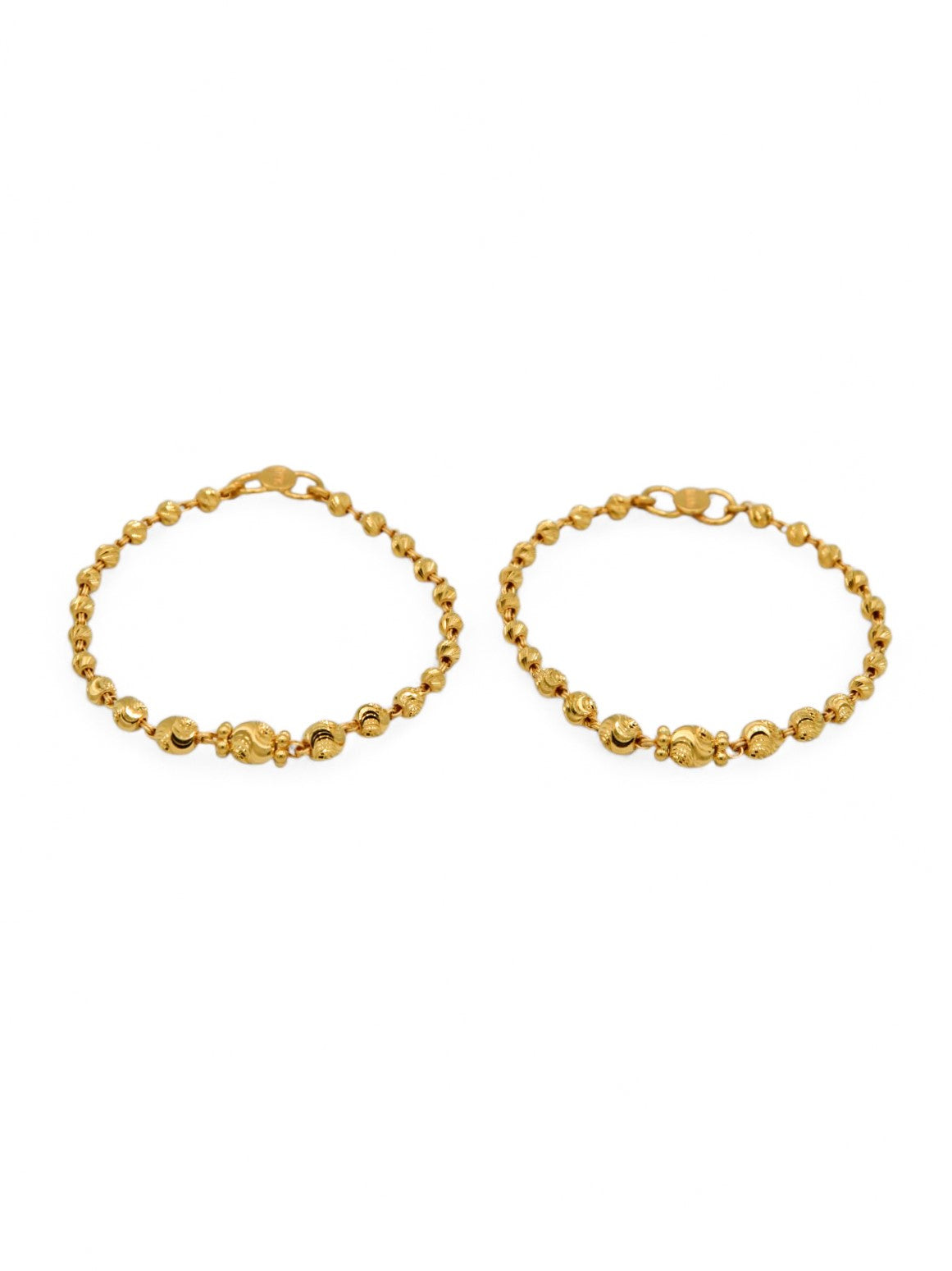 22ct Gold Ball Pair Baby Bracelet - Roop Darshan