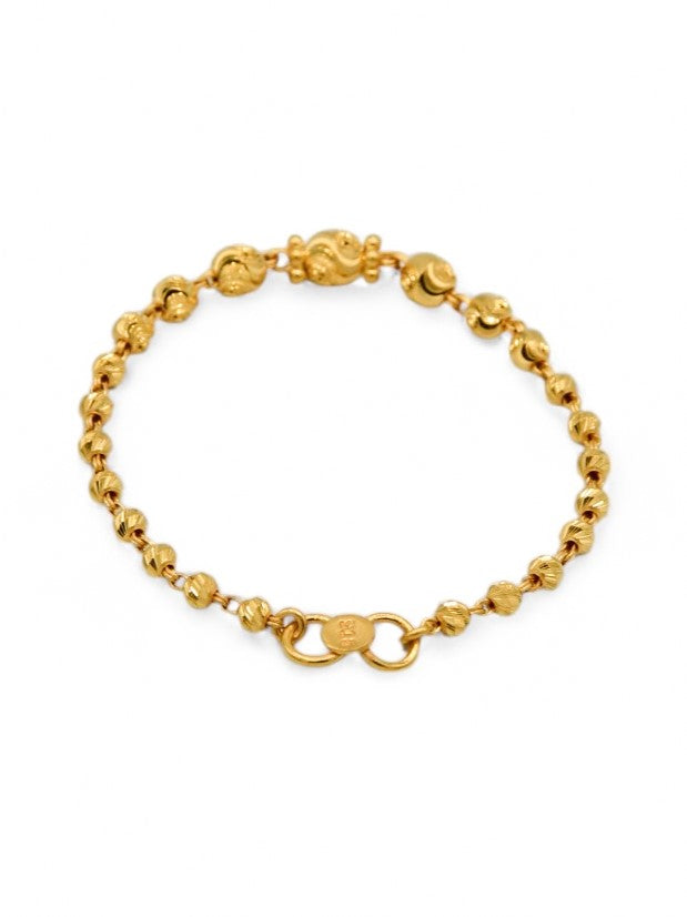 22ct Gold Ball Pair Baby Bracelet - Roop Darshan