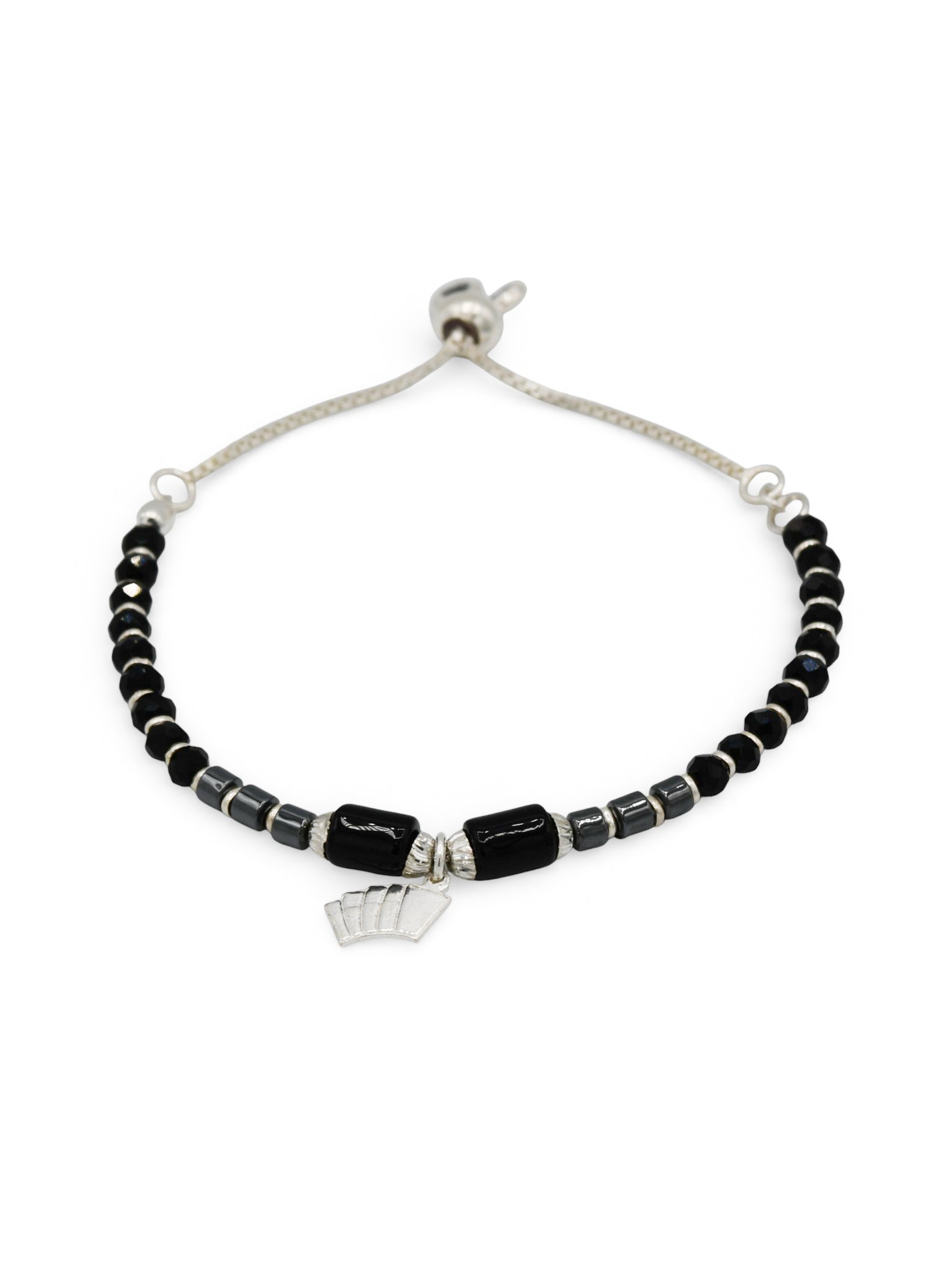 Sterling Silver Black Beads adjustable Baby Bracelet - Roop Darshan