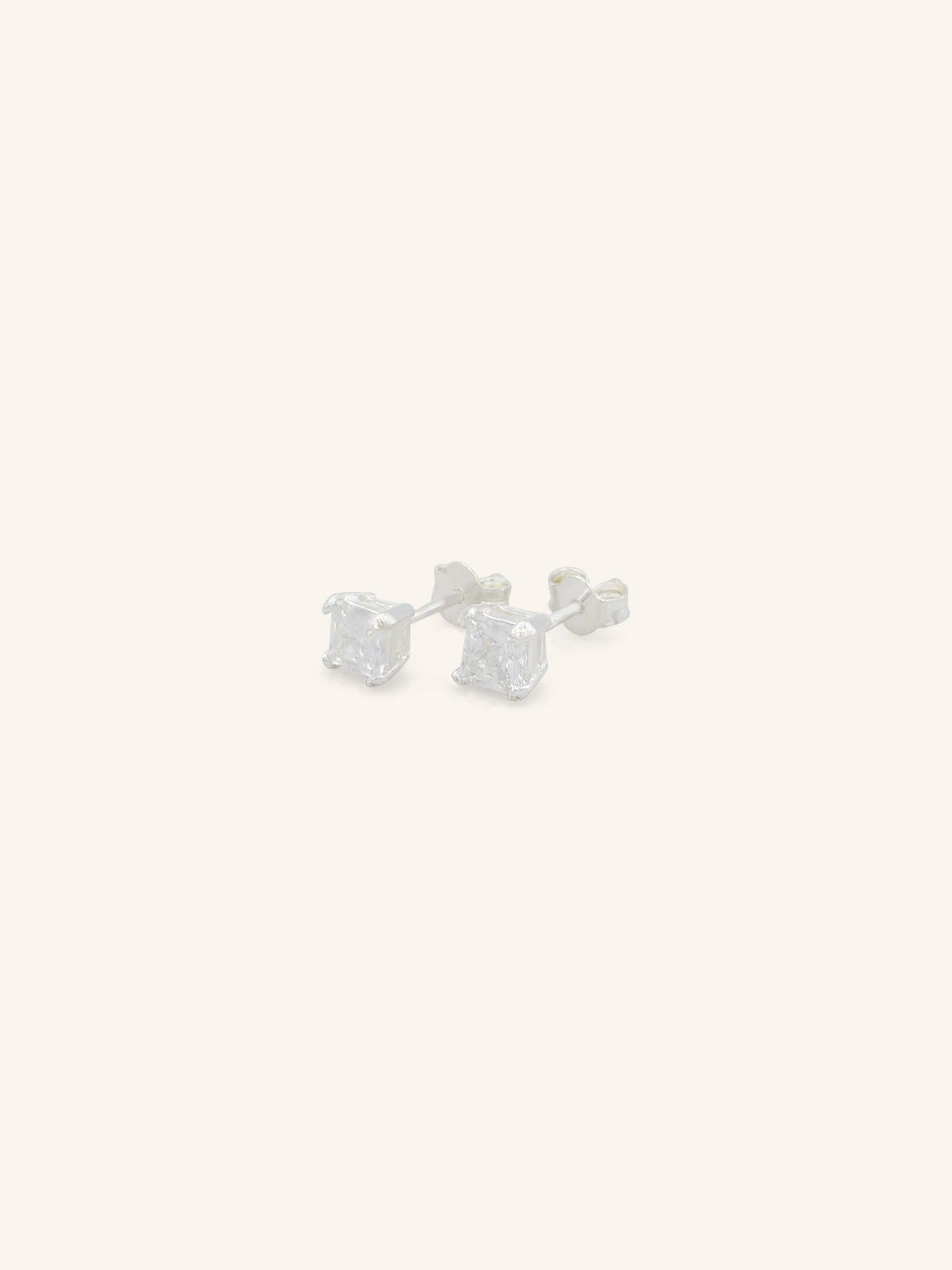 Square Sterling Silver CZ Studs