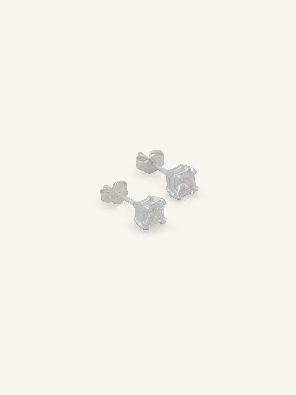 Square Sterling Silver CZ Studs