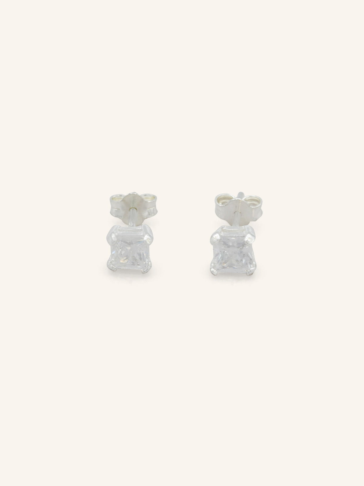 Square Sterling Silver CZ Studs